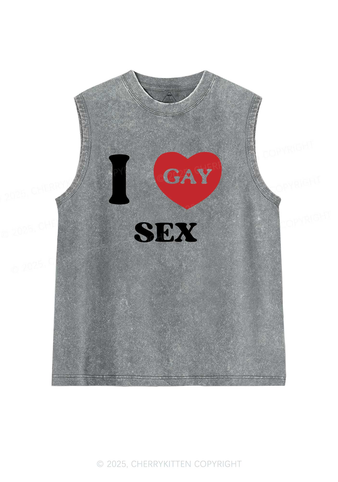 I Love Sx Gay Pride Y2K Washed Muscle Tank Cherrykitten