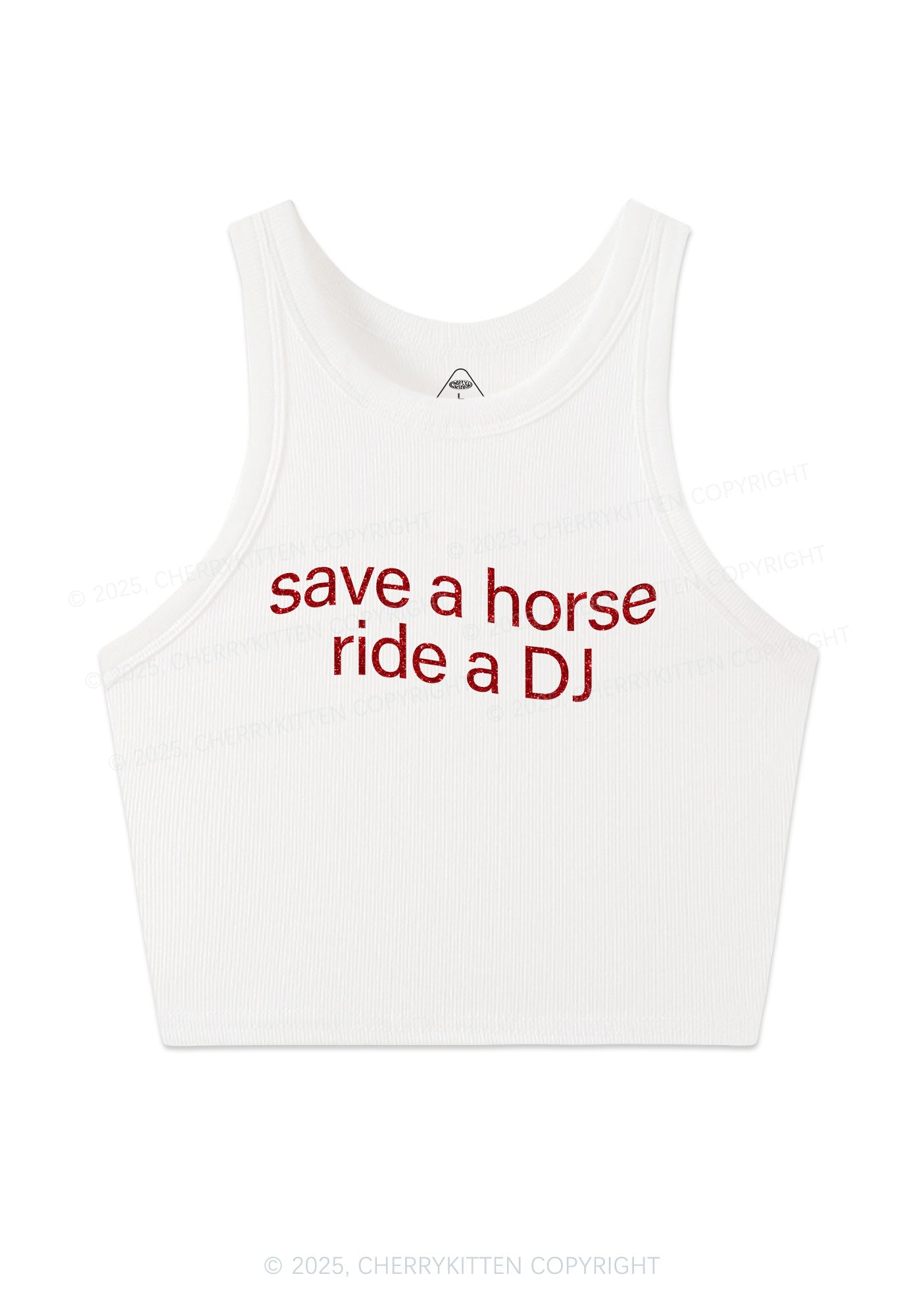 Glitter Ride A DJ Y2K Crop Tank Top Cherrykitten