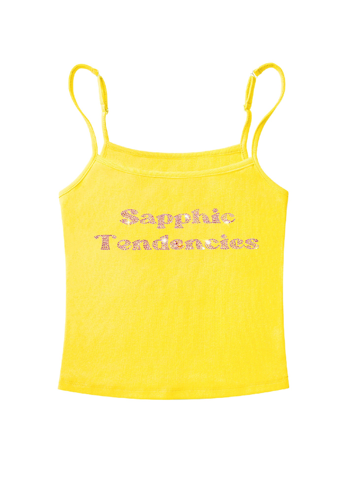 Rhinestone Sapphic Tendencies Pride Y2K Spaghetti Strap Cami Cherrykitten