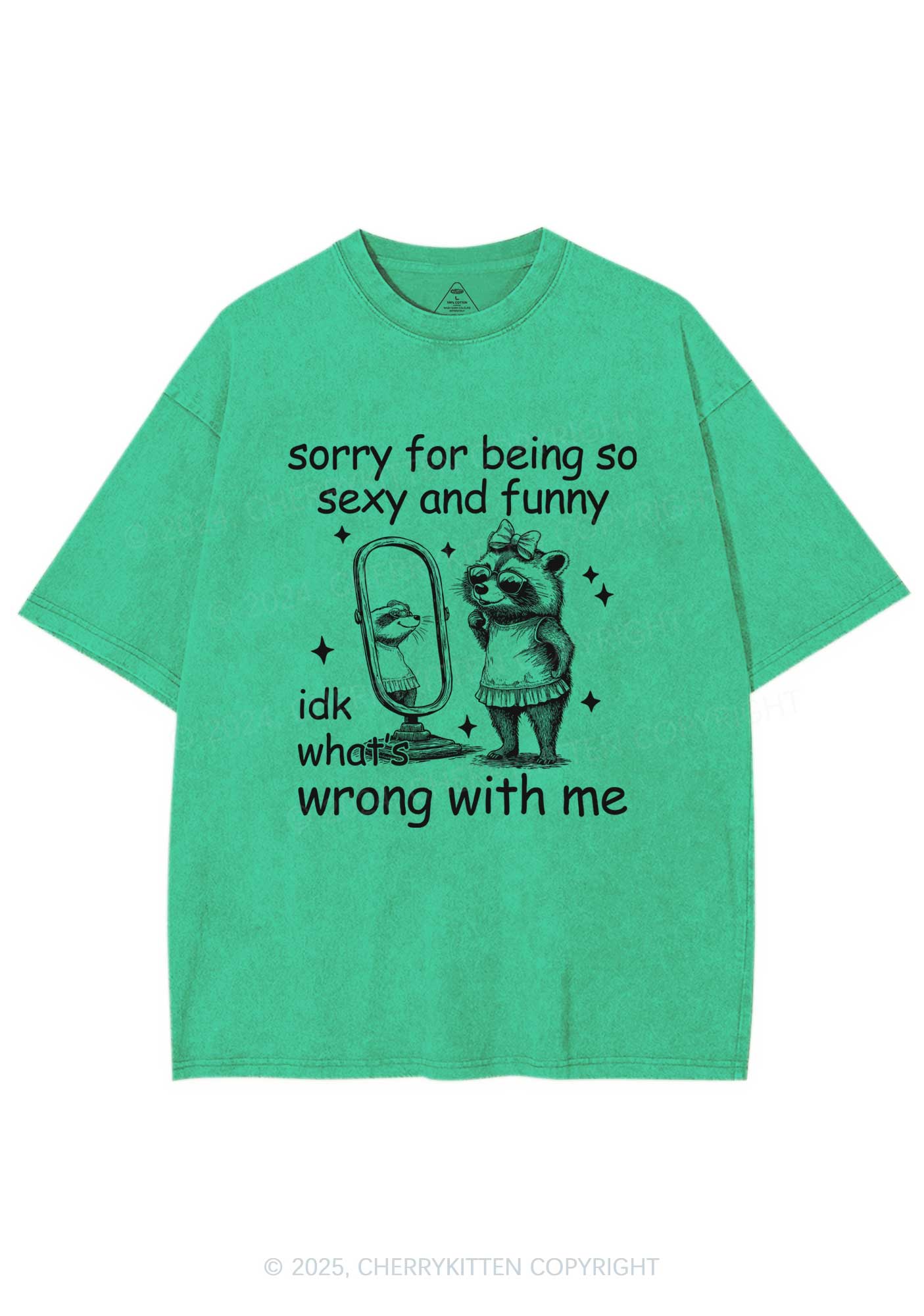 So Funny Raccoon Y2K Shirts Washed Tee Cherrykitten