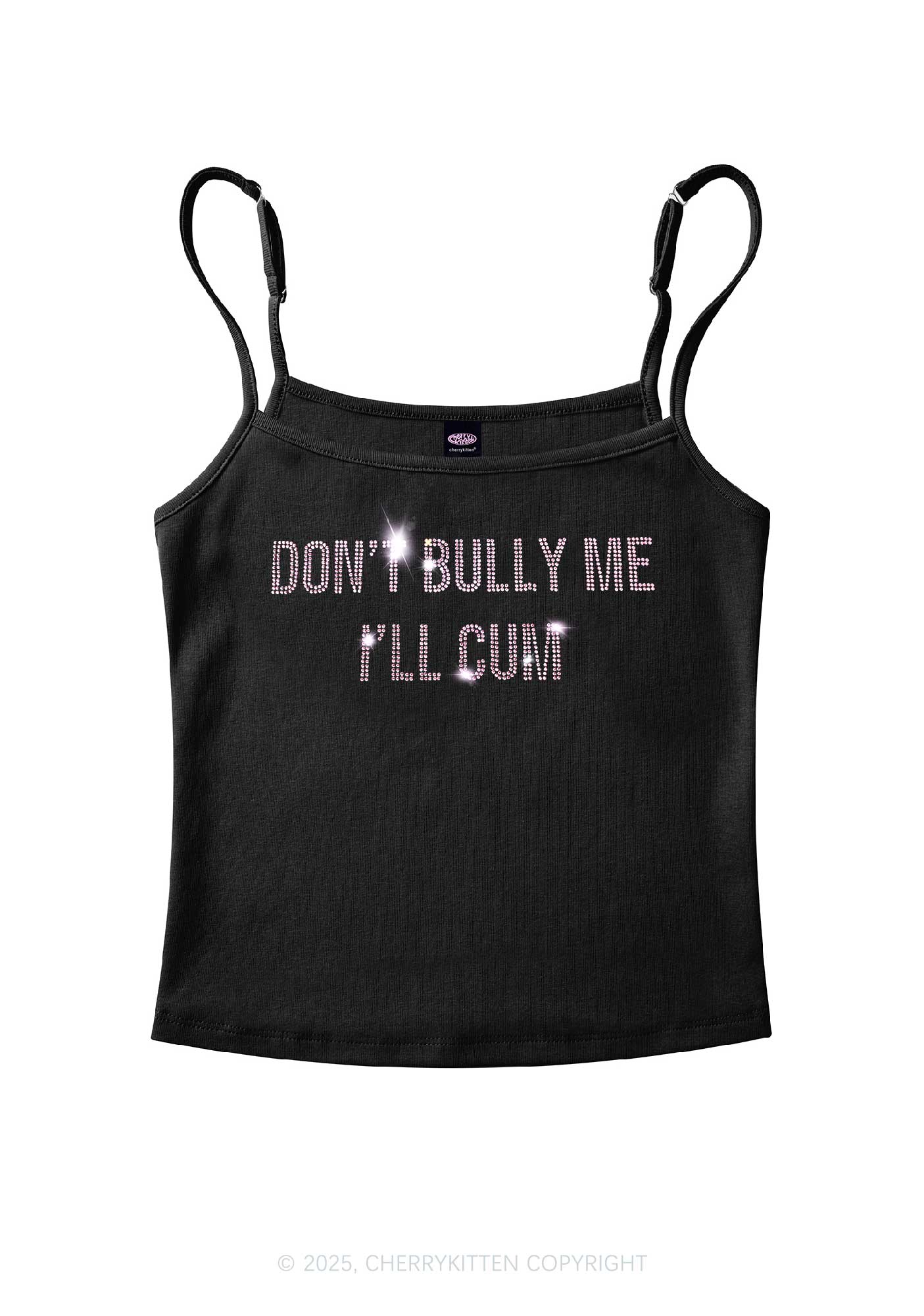 Rhinestone Dont Bully Me Y2K Spaghetti Strap Cami Cherrykitten