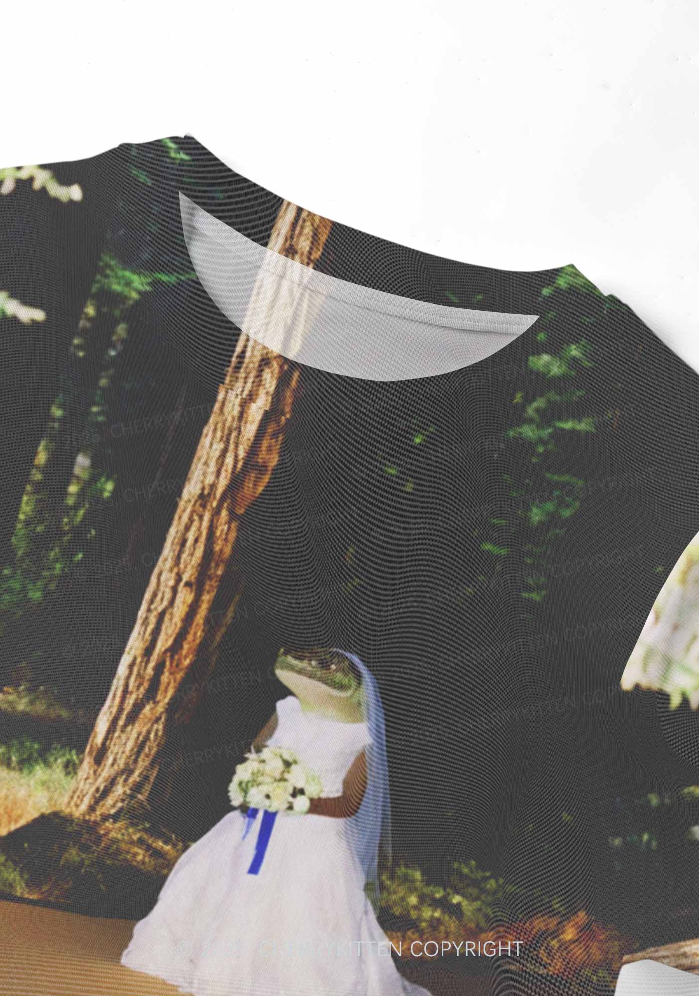 Crocodile Bride Y2K Mesh Crop Top Cherrykitten