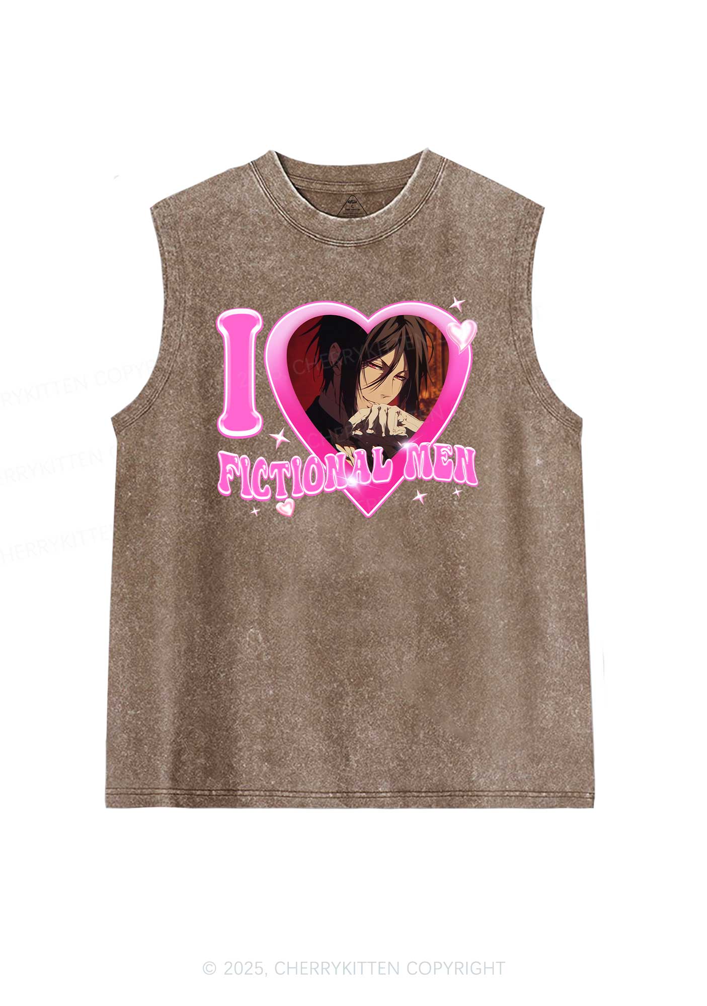 Custom I Love Fictional Men Y2K Washed Muscle Tank Cherrykitten