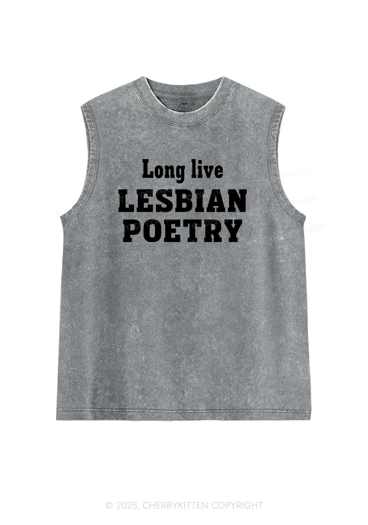 Lesbian Poetry Pride Y2K Washed Muscle Tank Cherrykitten