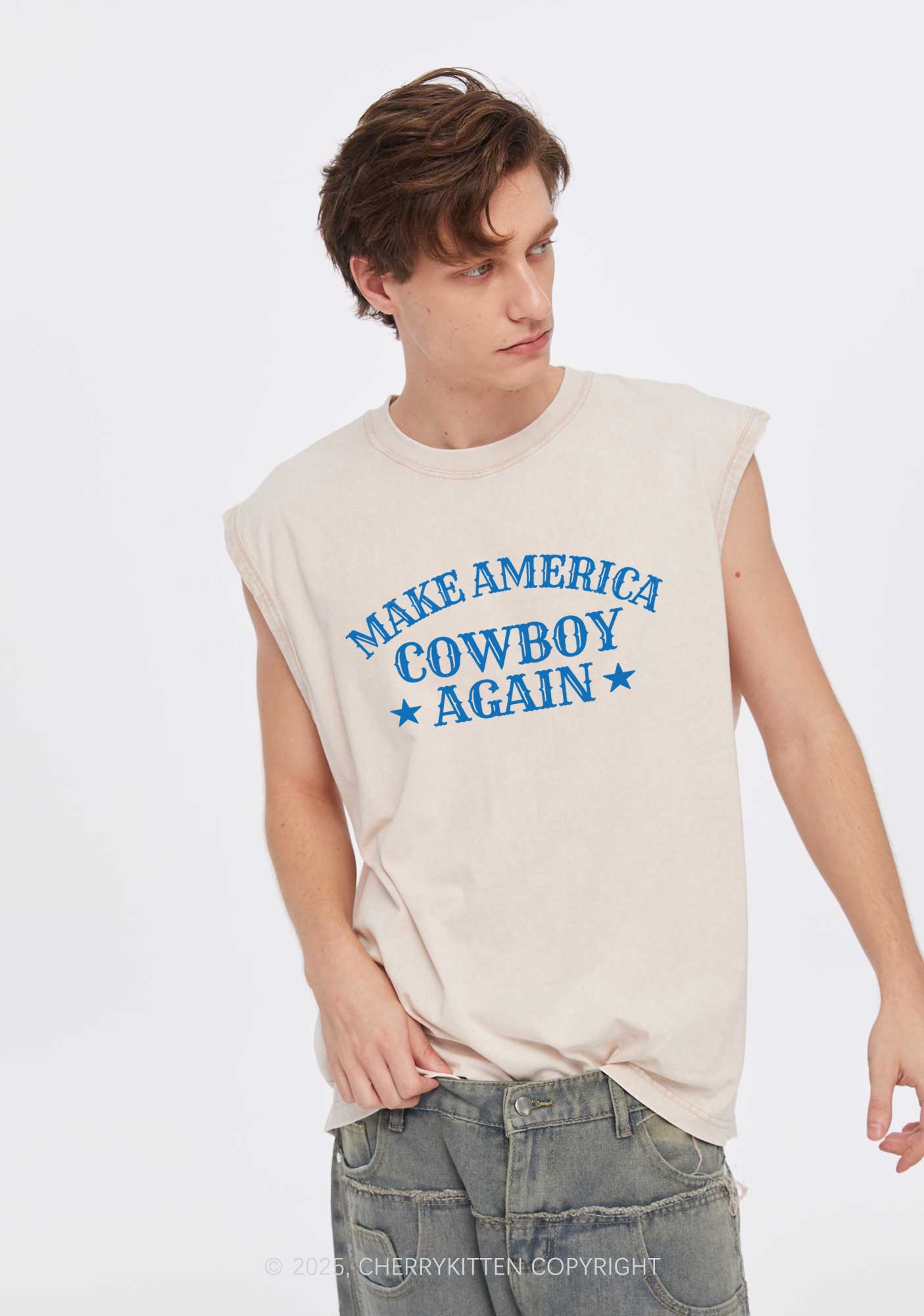 Cowboy Again Y2K Washed Muscle Tank Cherrykitten