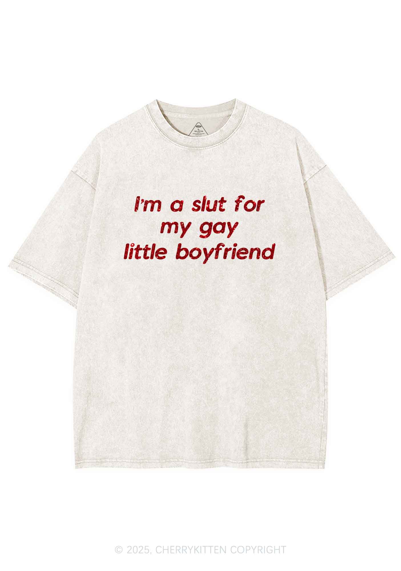 Glitter Slxt For My Gay BF Y2K Shirts Washed Tee Cherrykitten