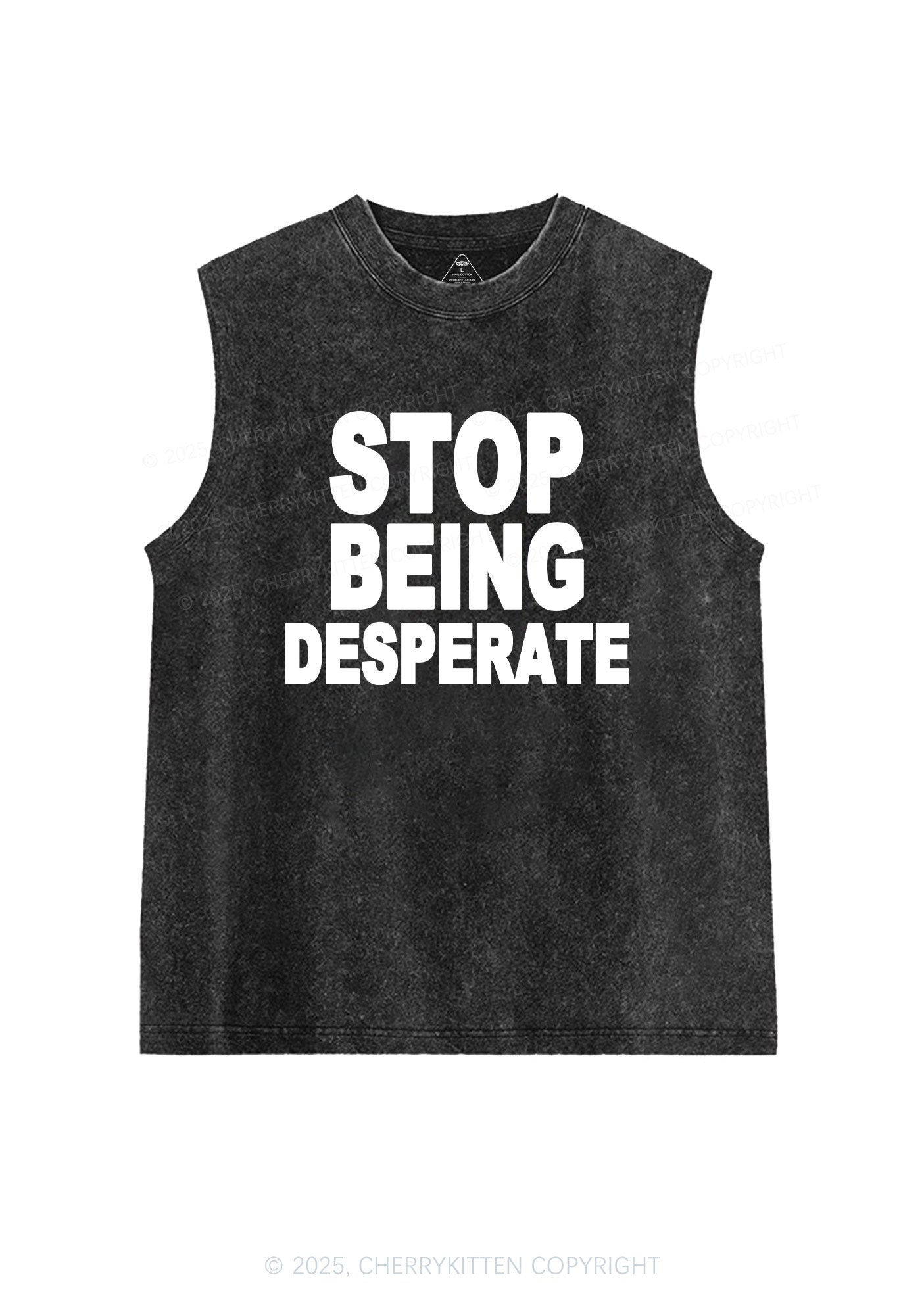 Stop Being Desperate Y2K Washed Muscle Tank Cherrykitten