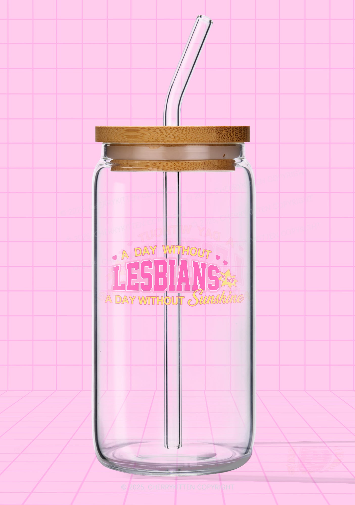 Lesbians Sunshine Pride Y2K Printed Glass Cup Cherrykitten