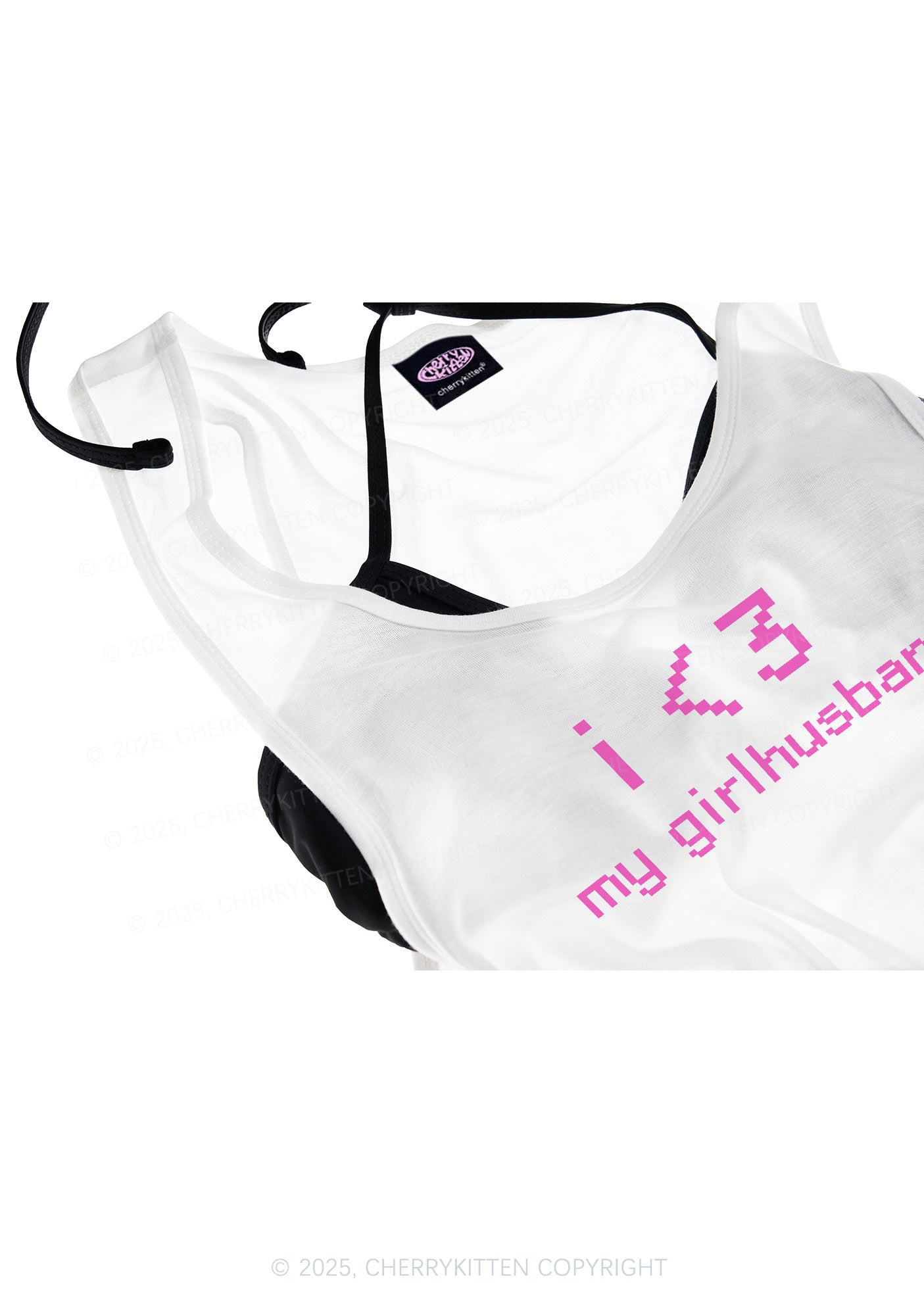 I Love My Girlhusband Y2K Sheer Boyfriend Tank Cherrykitten