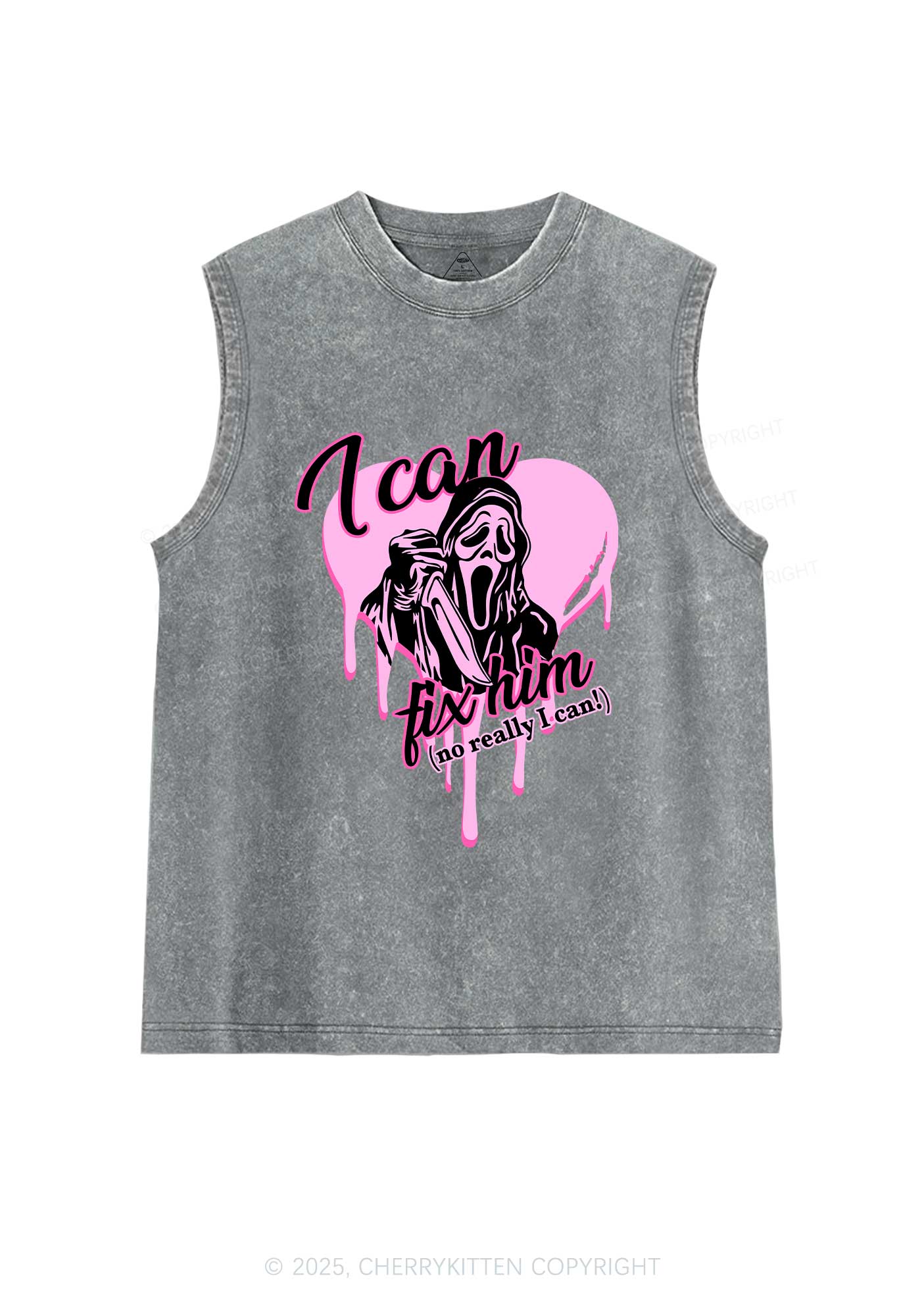 Halloween Ghost Fix Him Y2K Washed Muscle Tank Cherrykitten