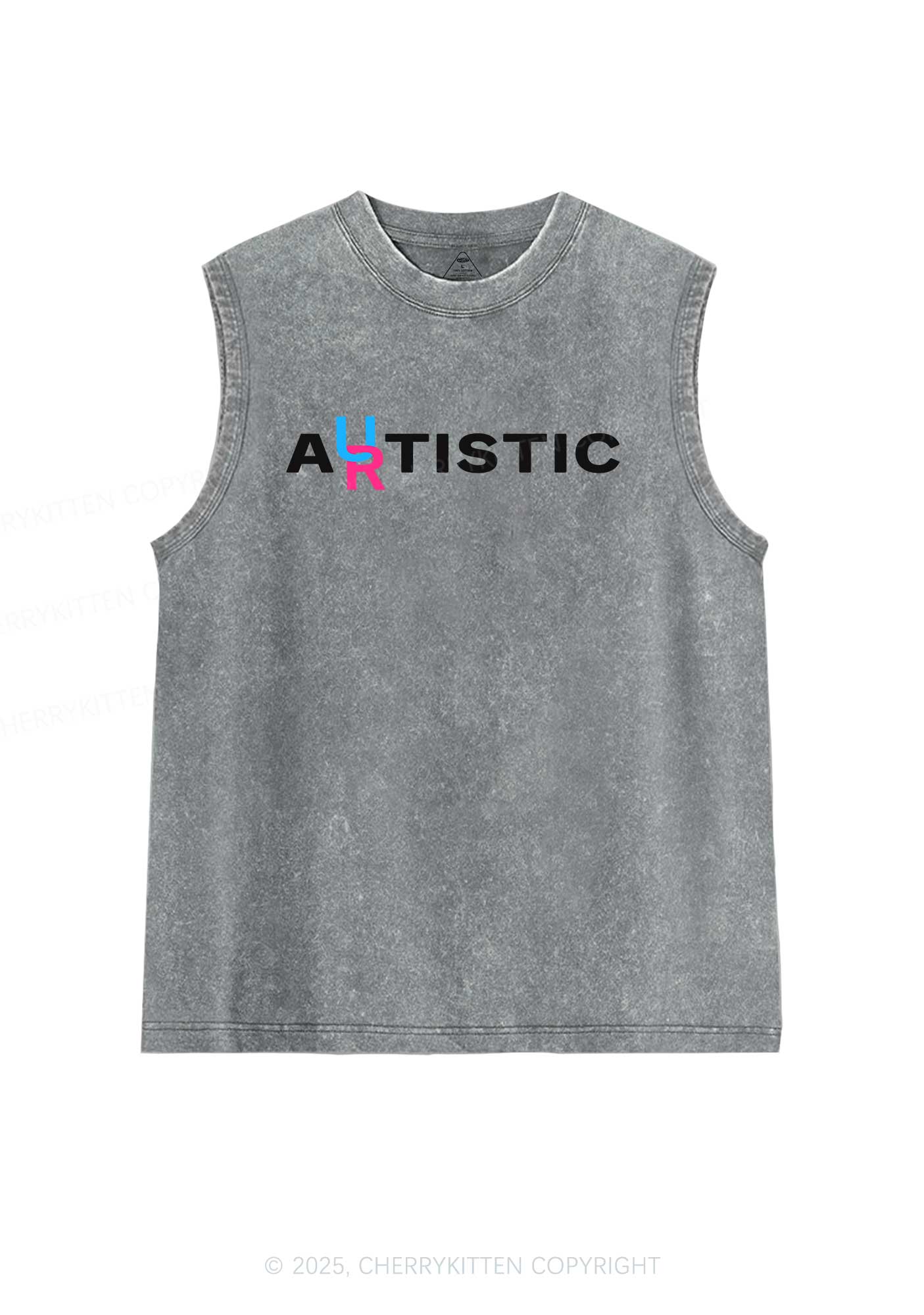 Autistic Artistic Y2K Washed Muscle Tank Cherrykitten