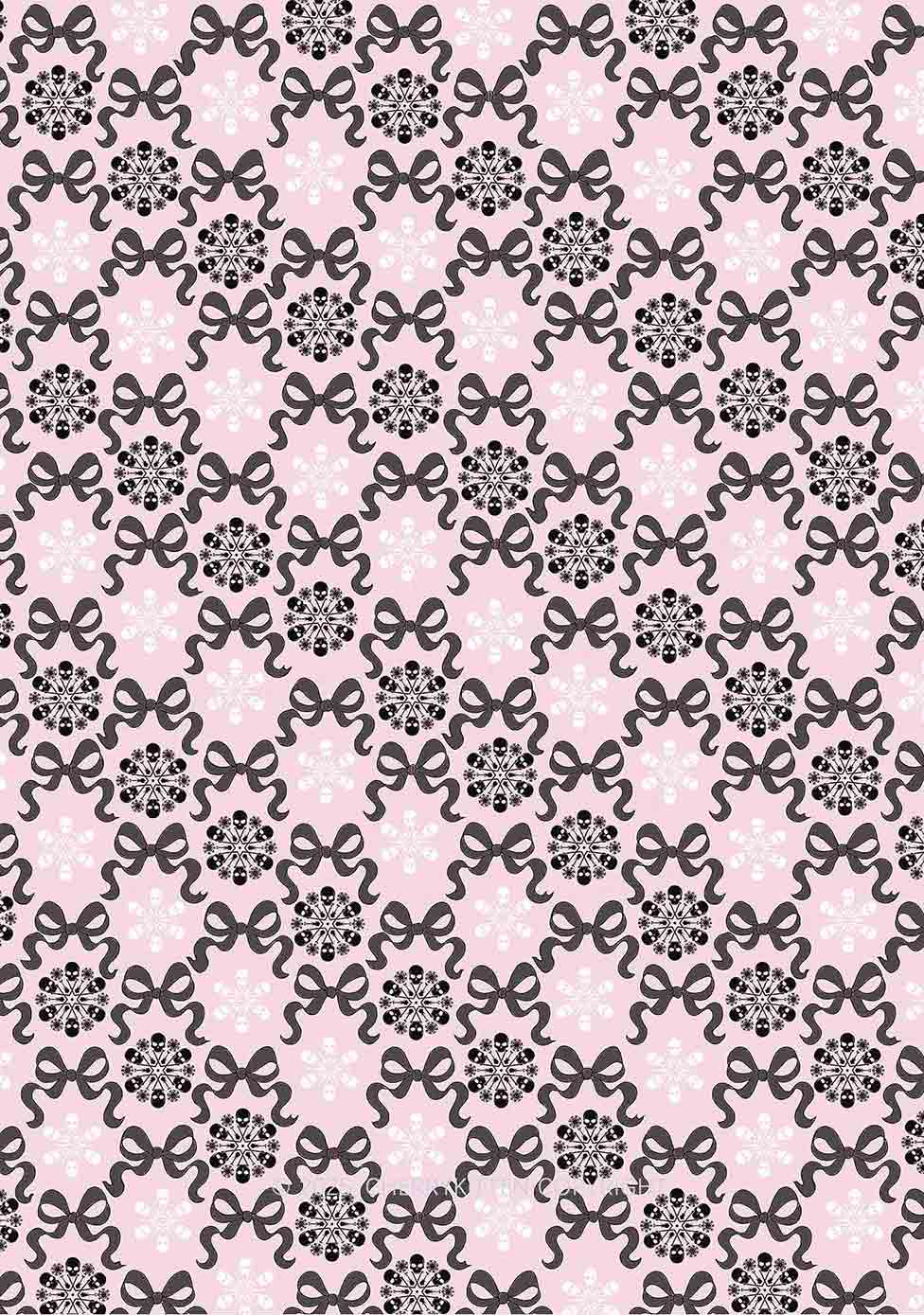 Christmas Bow Skull Snowflakes Y2K Print Long Sleeve Pajama Set Cherrykitten