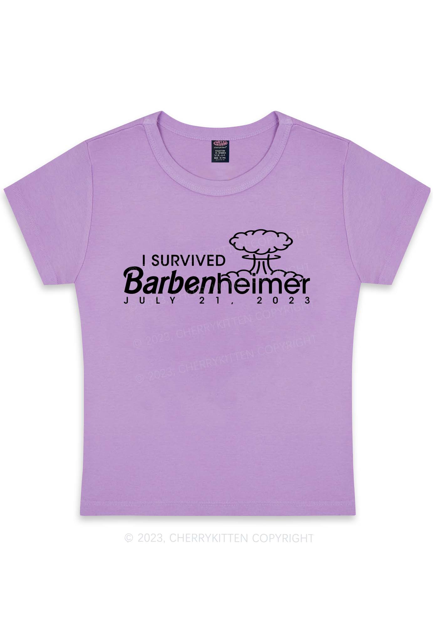 Curvy I Survived Barbenheimer Y2K Baby Tee Cherrykitten