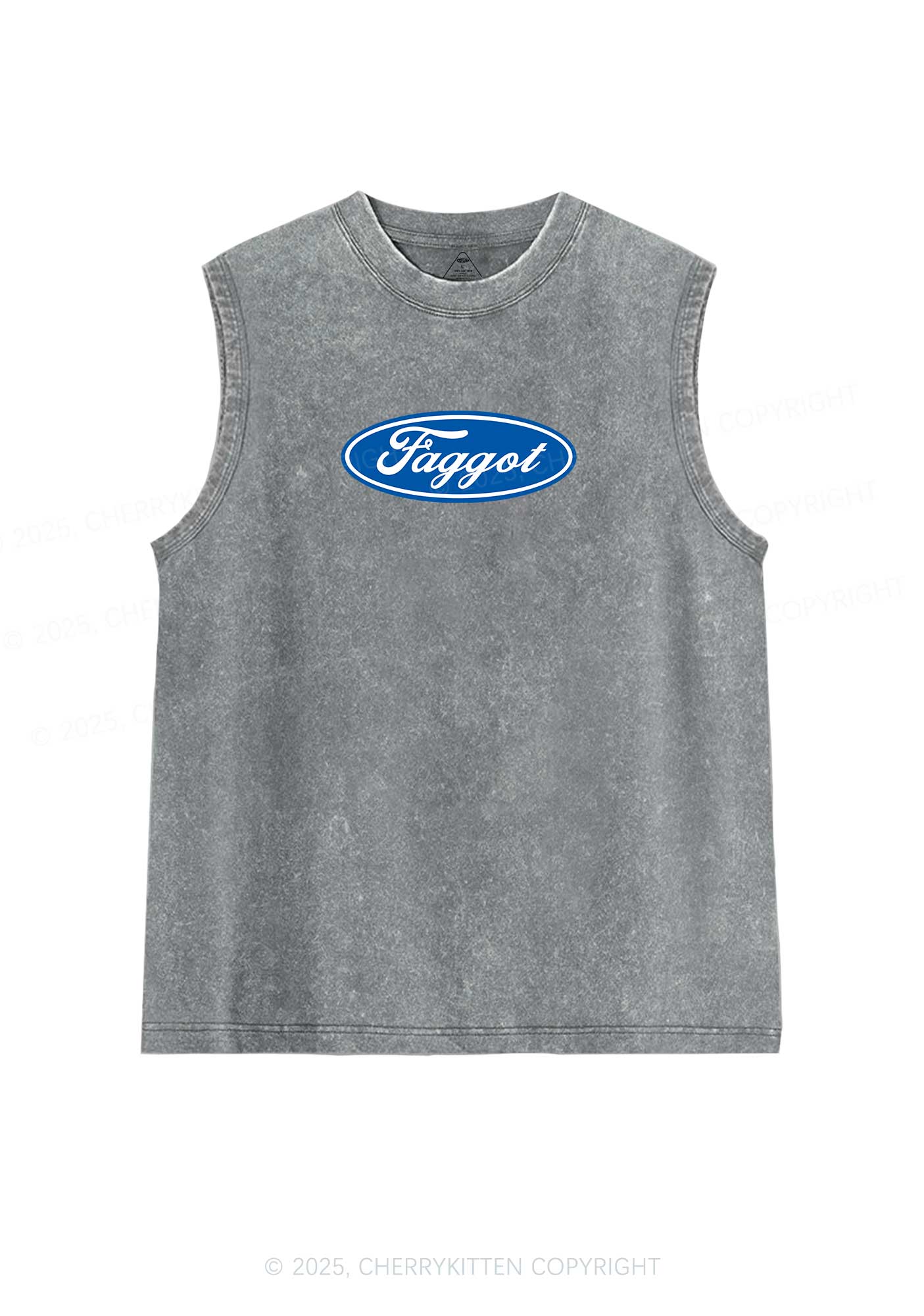 Faggot Pride Y2K Washed Muscle Tank Cherrykitten