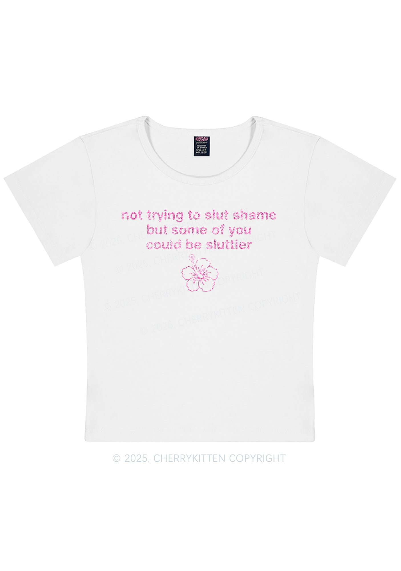 Glitter Not Trying To Slxt Shame Y2K Baby Tee Cherrykitten