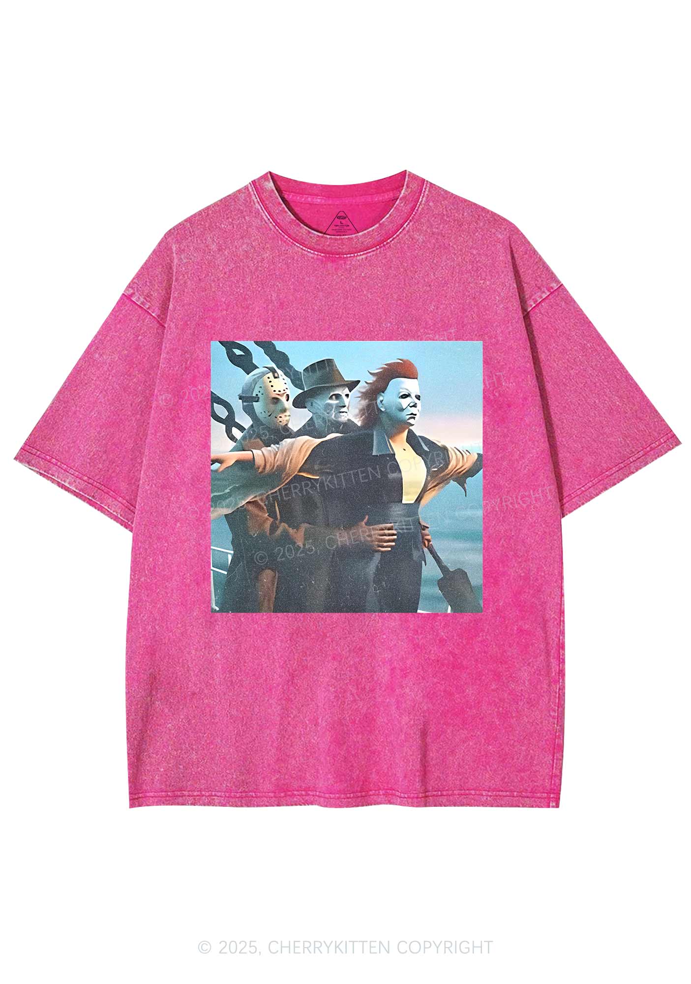 Halloween Horror Characters Y2K Washed Tee Cherrykitten
