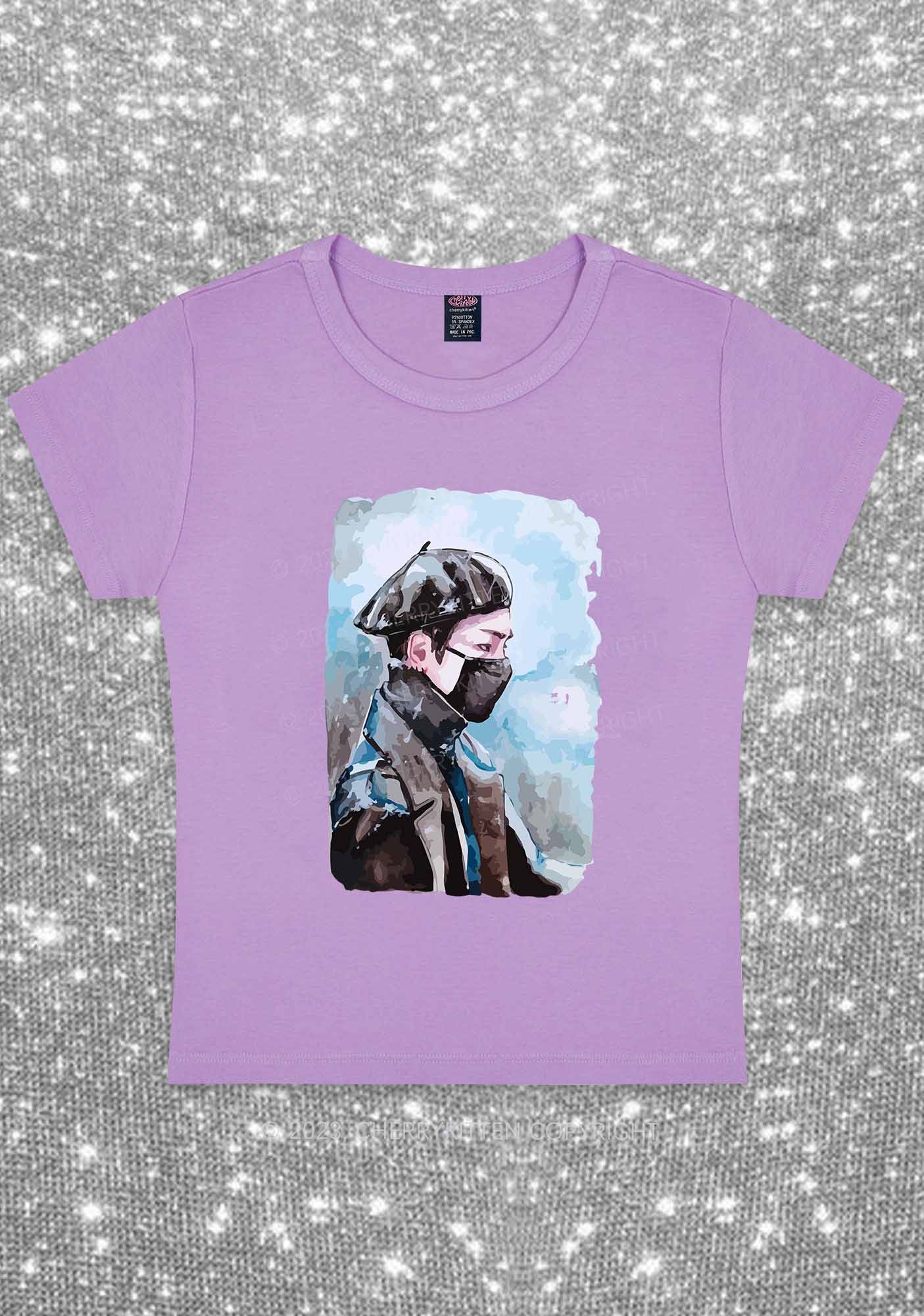 Taehyung Photo Kpop Y2K Baby Tee Cherrykitten