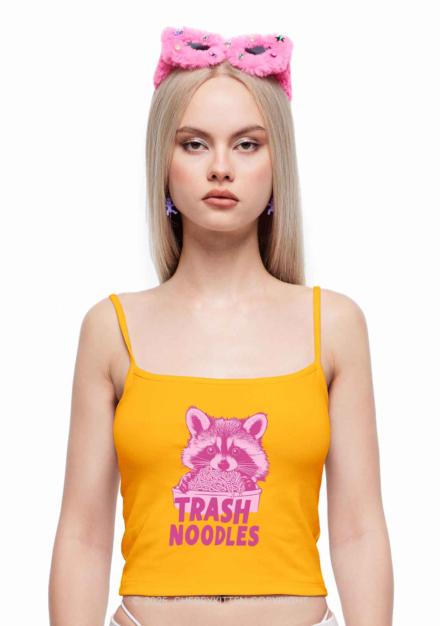 Raccoon Trash Noodles Y2K Spaghetti Strap Cami Cherrykitten