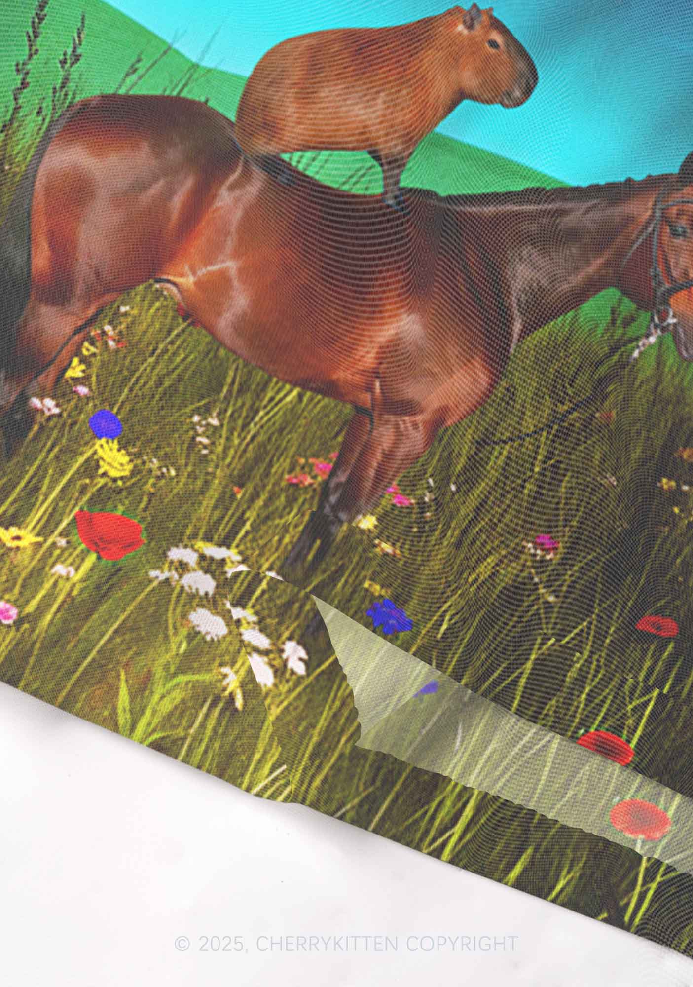 Horseback Capybara Y2K Mesh Cami Tank Cherrykitten
