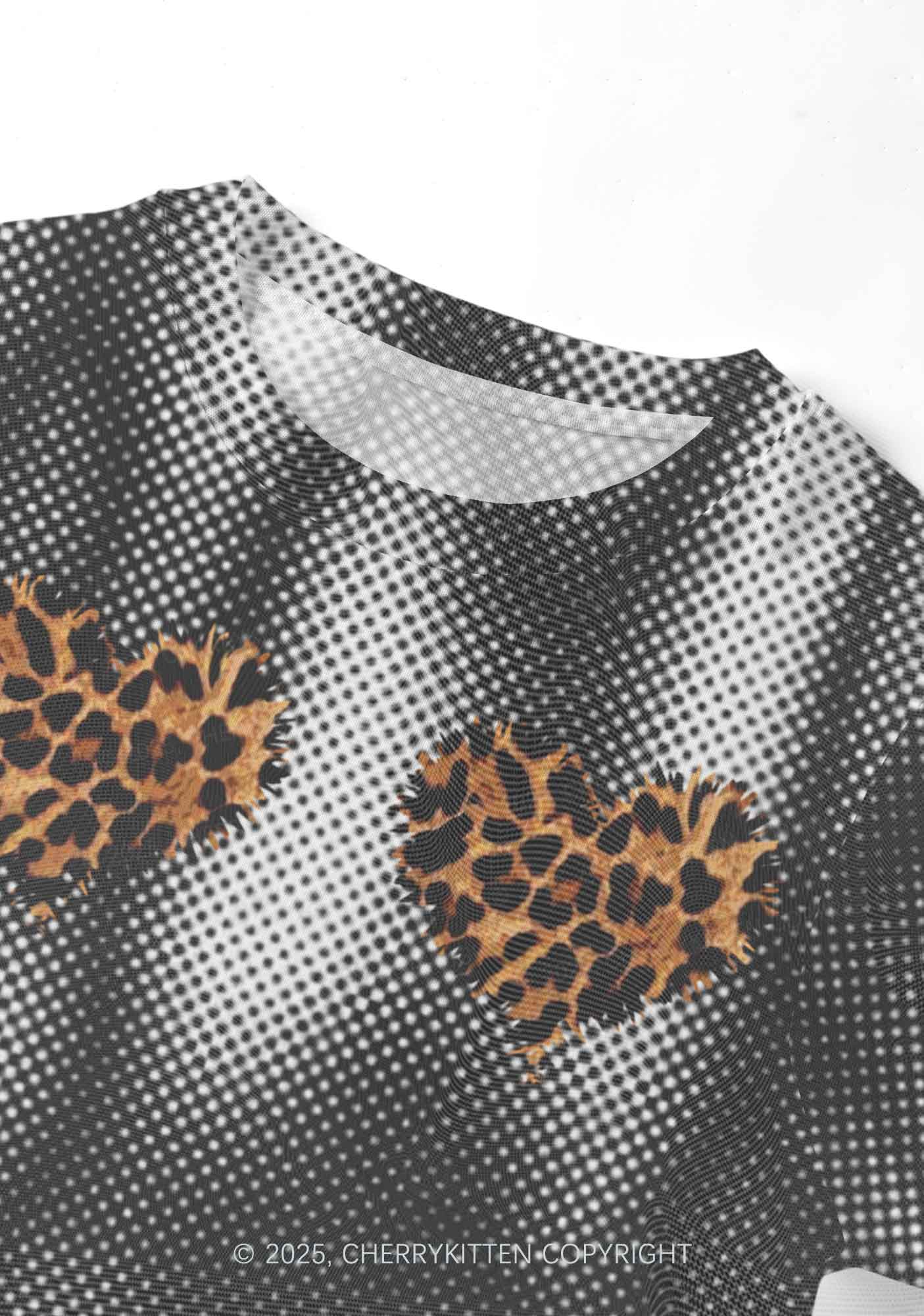 Leopard Hearts Y2K Mesh Crop Top Cherrykitten