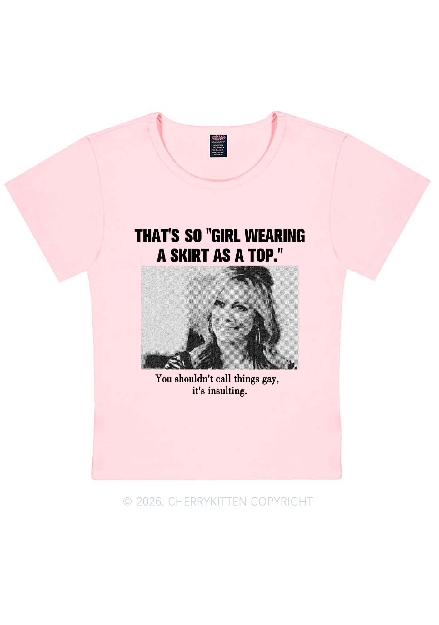 Girl Wearing A Skirt As A Top Y2K Baby Tee Cherrykitten