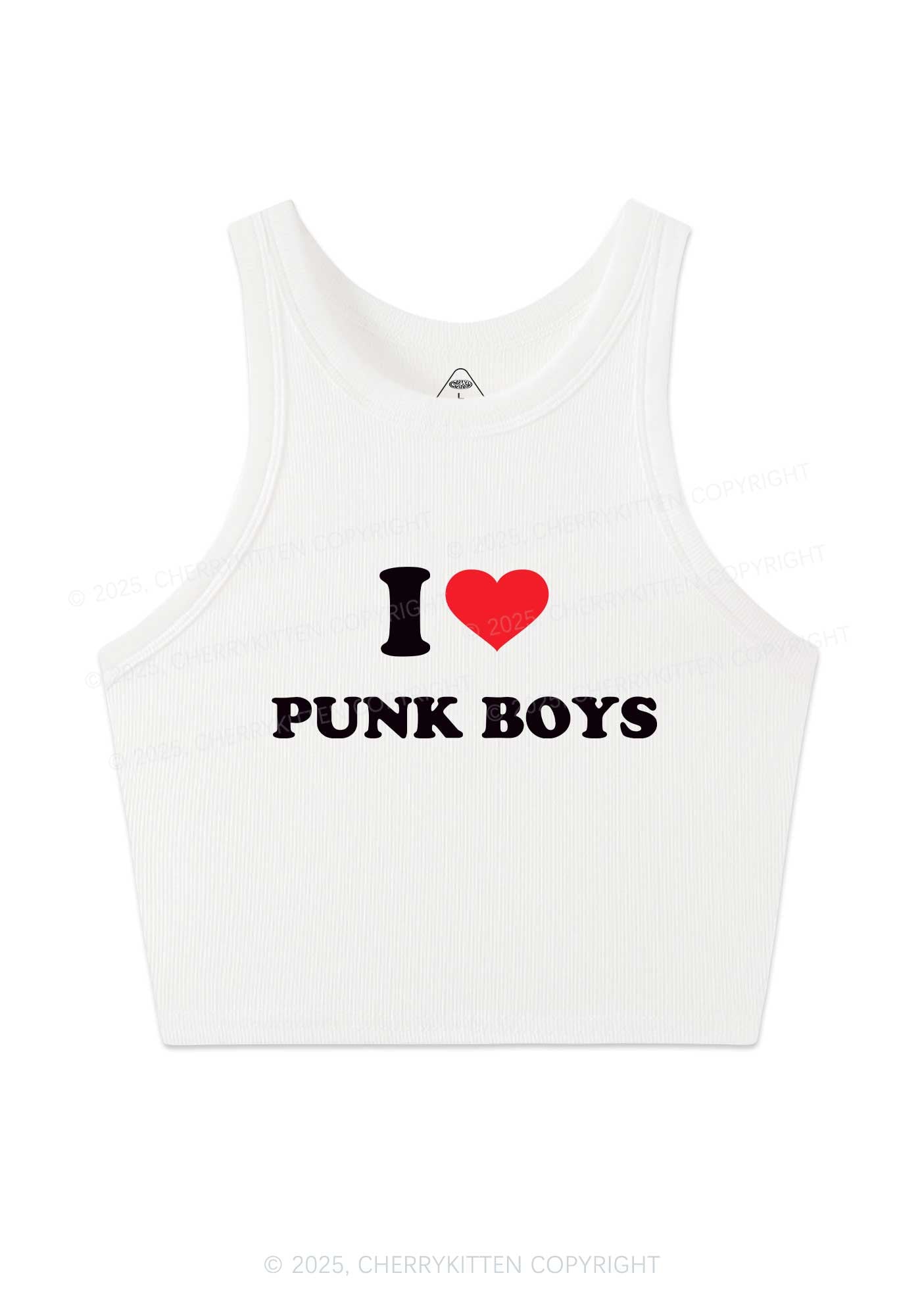 I Love Punk Boys Y2K Crop Tank Top Cherrykitten
