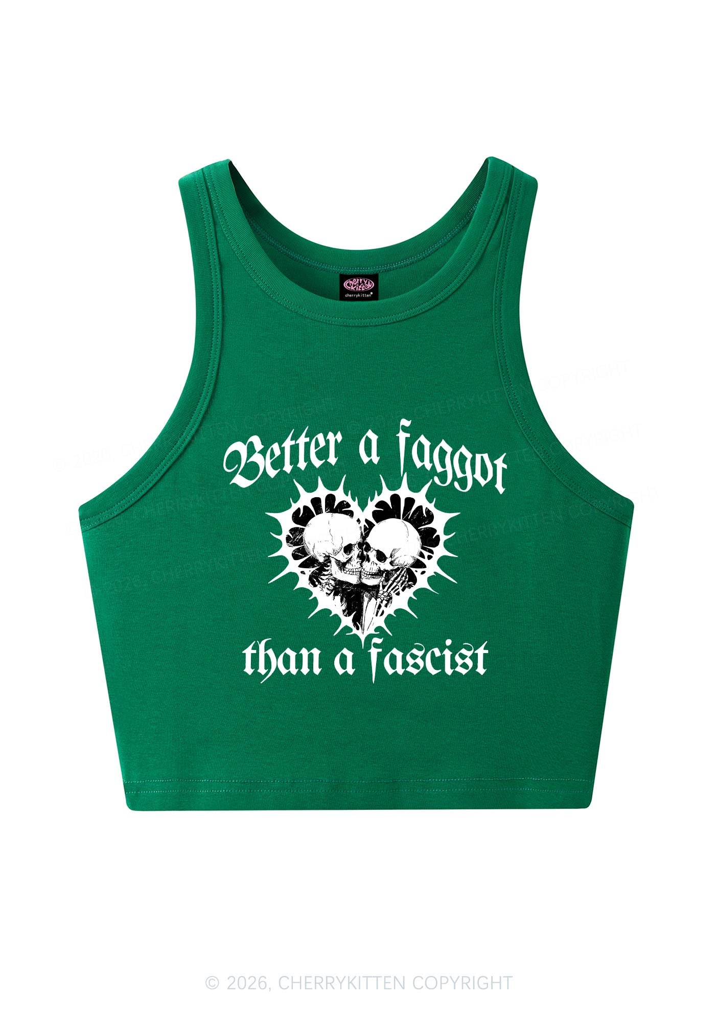 Better Faggot Than Fascist Pride Y2K Crop Tank Top Cherrykitten