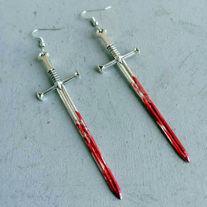 Halloween Bloodstained Sword Earrings