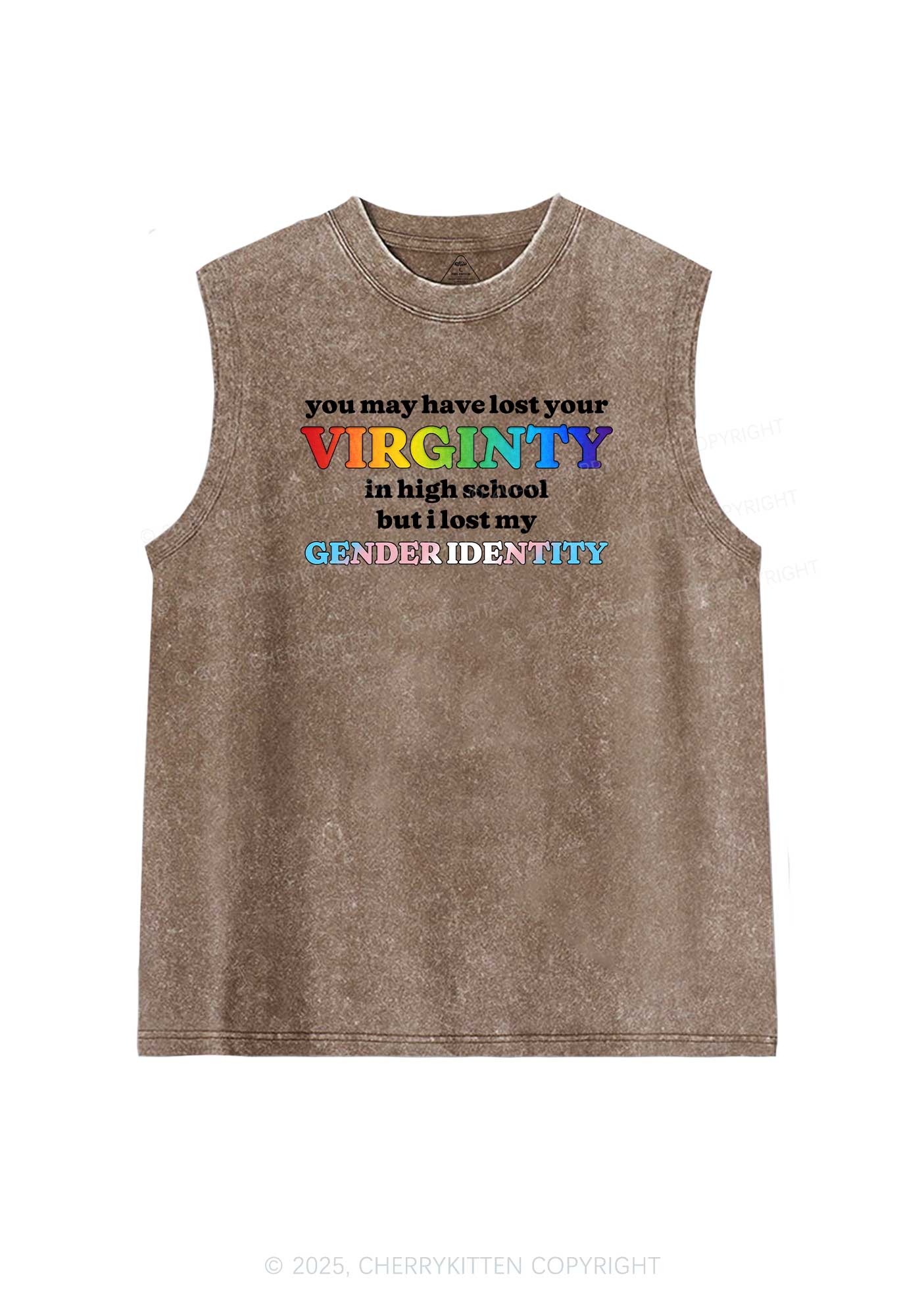 I Lost My Gender Identity Pride Y2K Washed Muscle Tank Cherrykitten