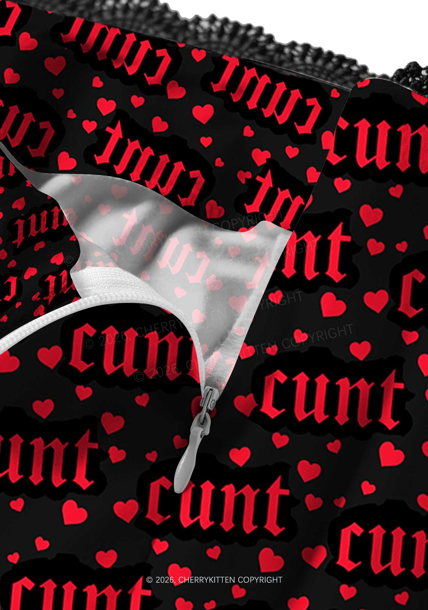 Red Hearts Cxxt Valentine's Day Y2K Print Midi Skirt Cherrykitten