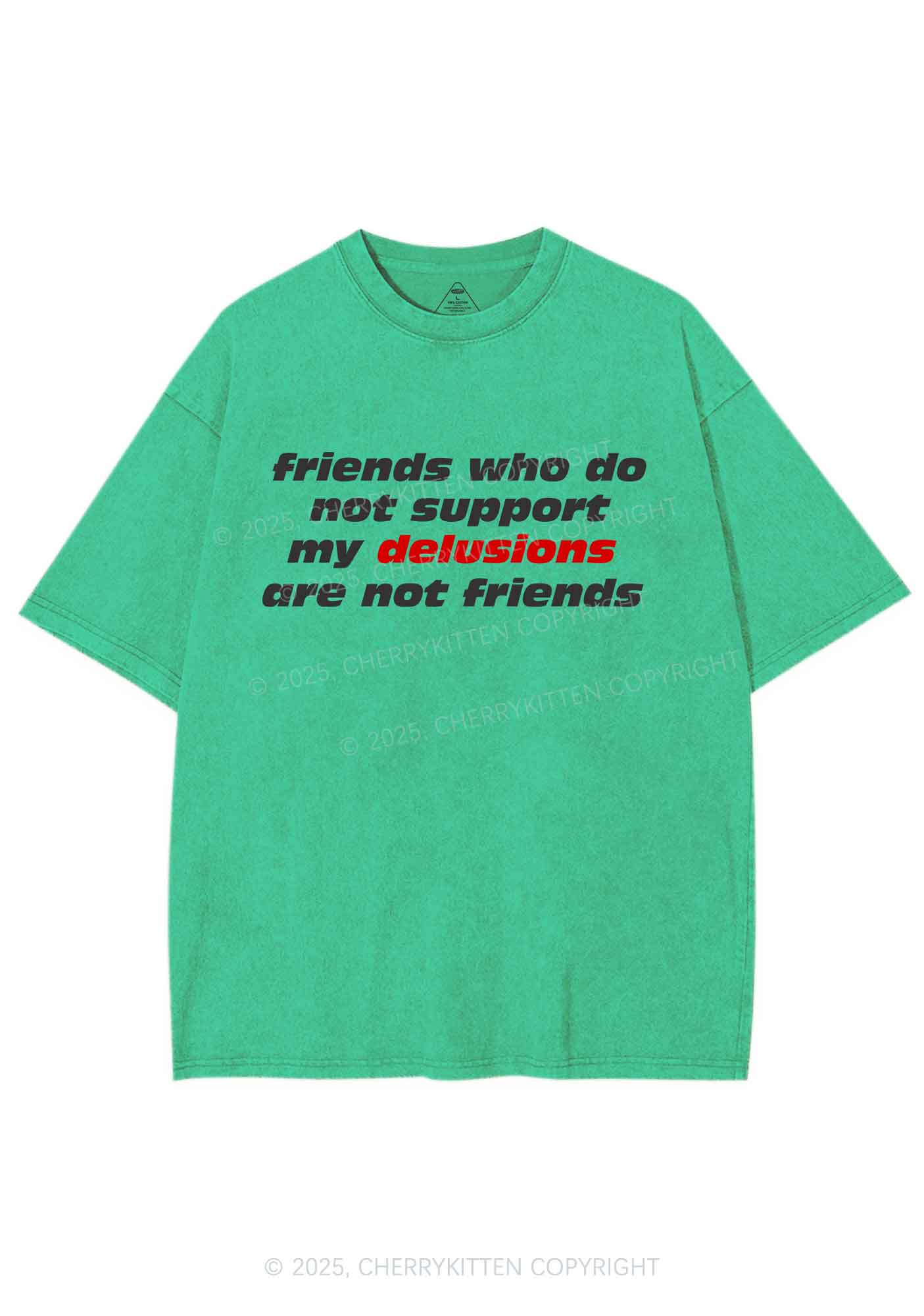 Friends Support My Delusions Y2K Shirts Washed Tee Cherrykitten
