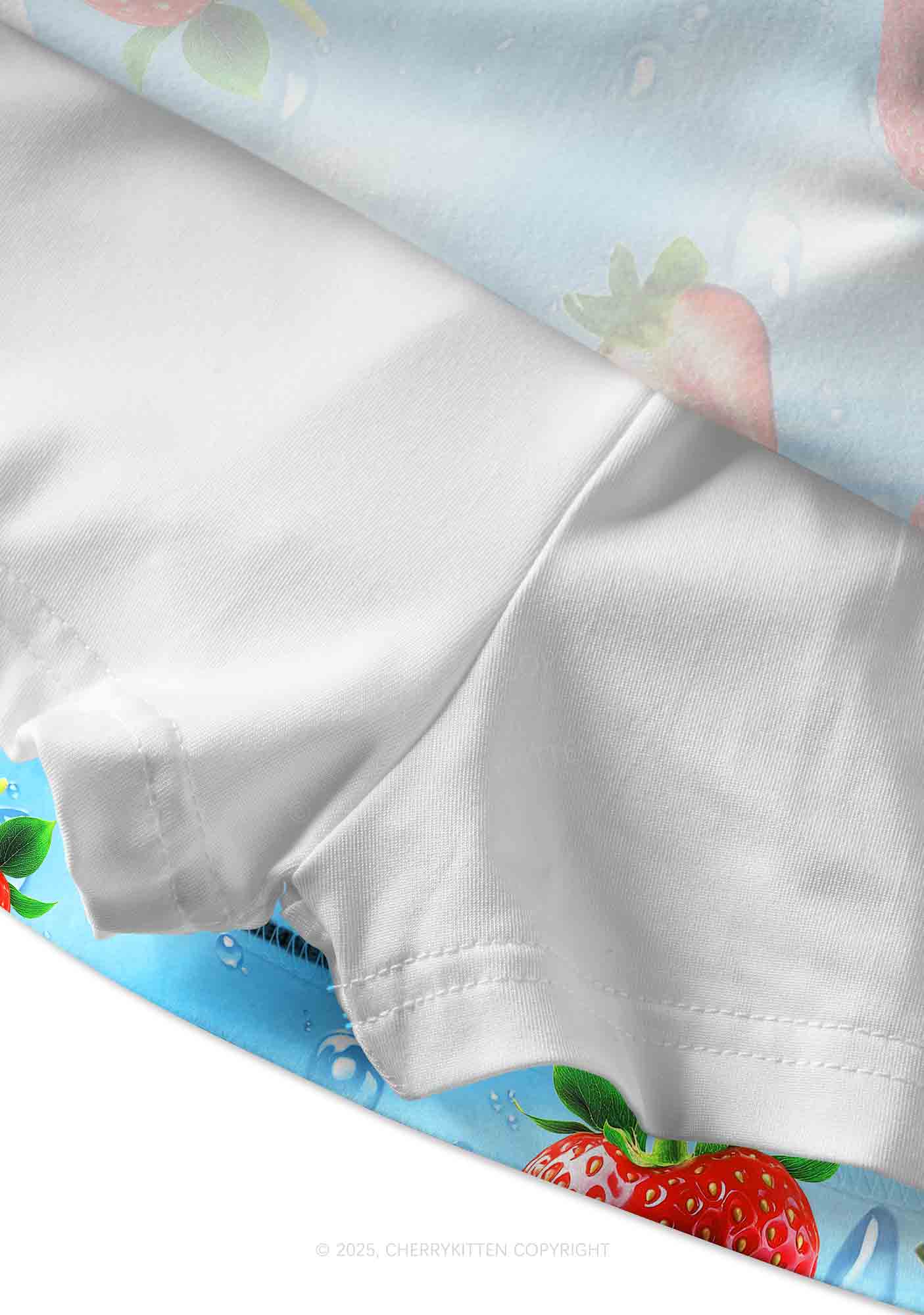 Blue Strawberry Y2K Print Mini Skirt Cherrykitten