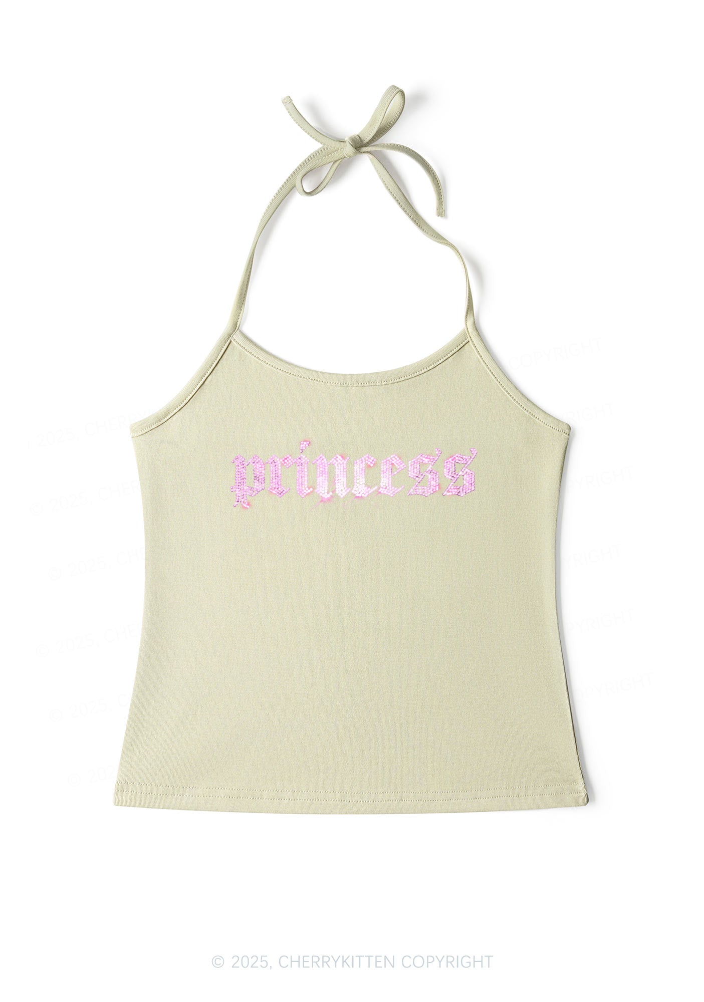 Rhinestone Princess Y2K Halter Neck Cami Cherrykitten