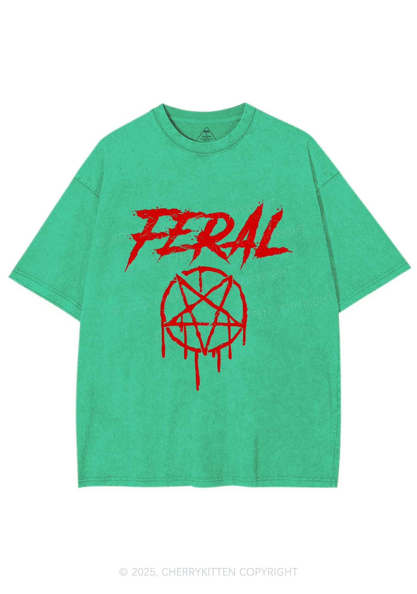 Halloween Feral Y2K Shirts Washed Tee Cherrykitten