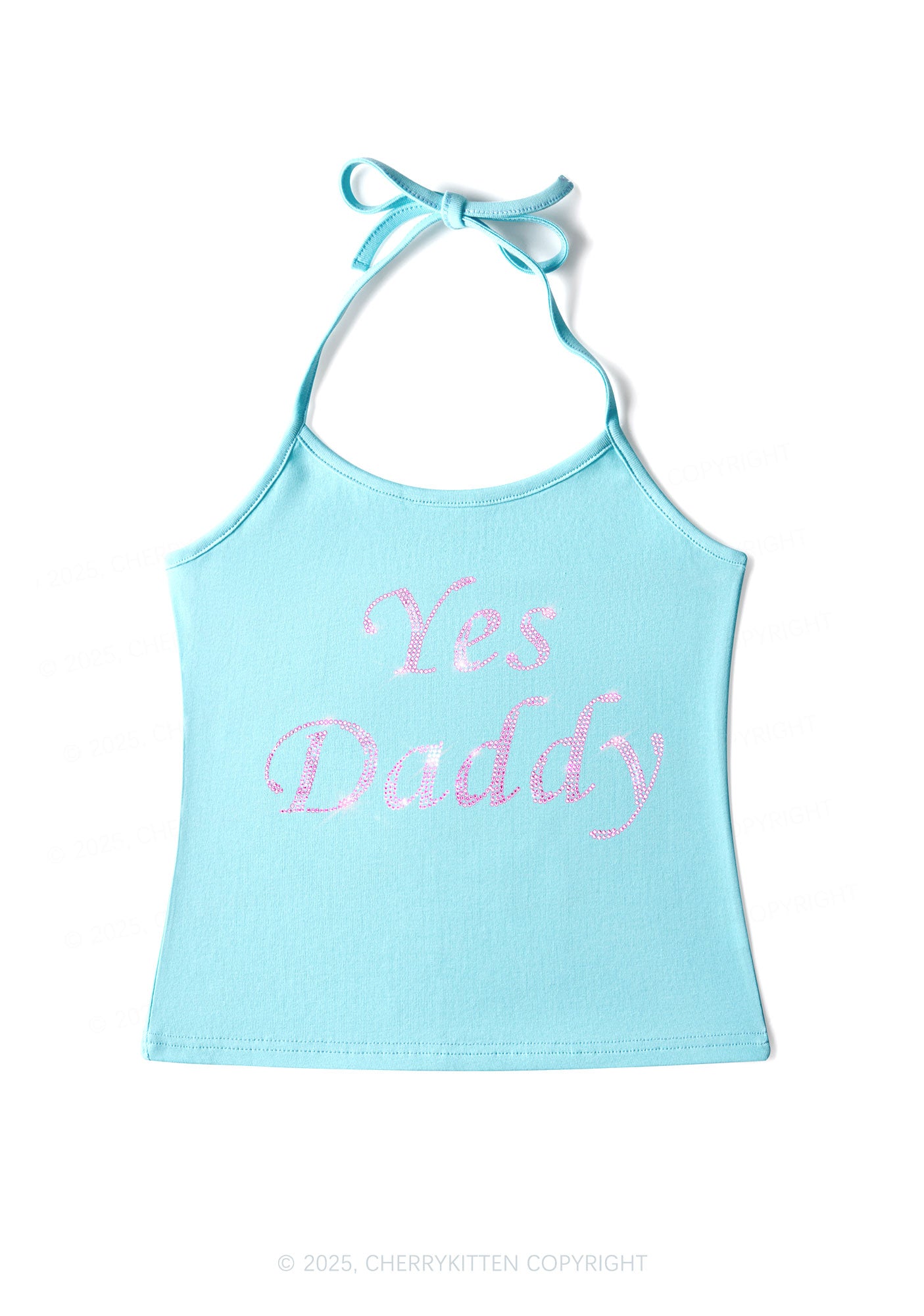 Rhinestone Yes Daddy Y2K Halter Neck Cami Cherrykitten