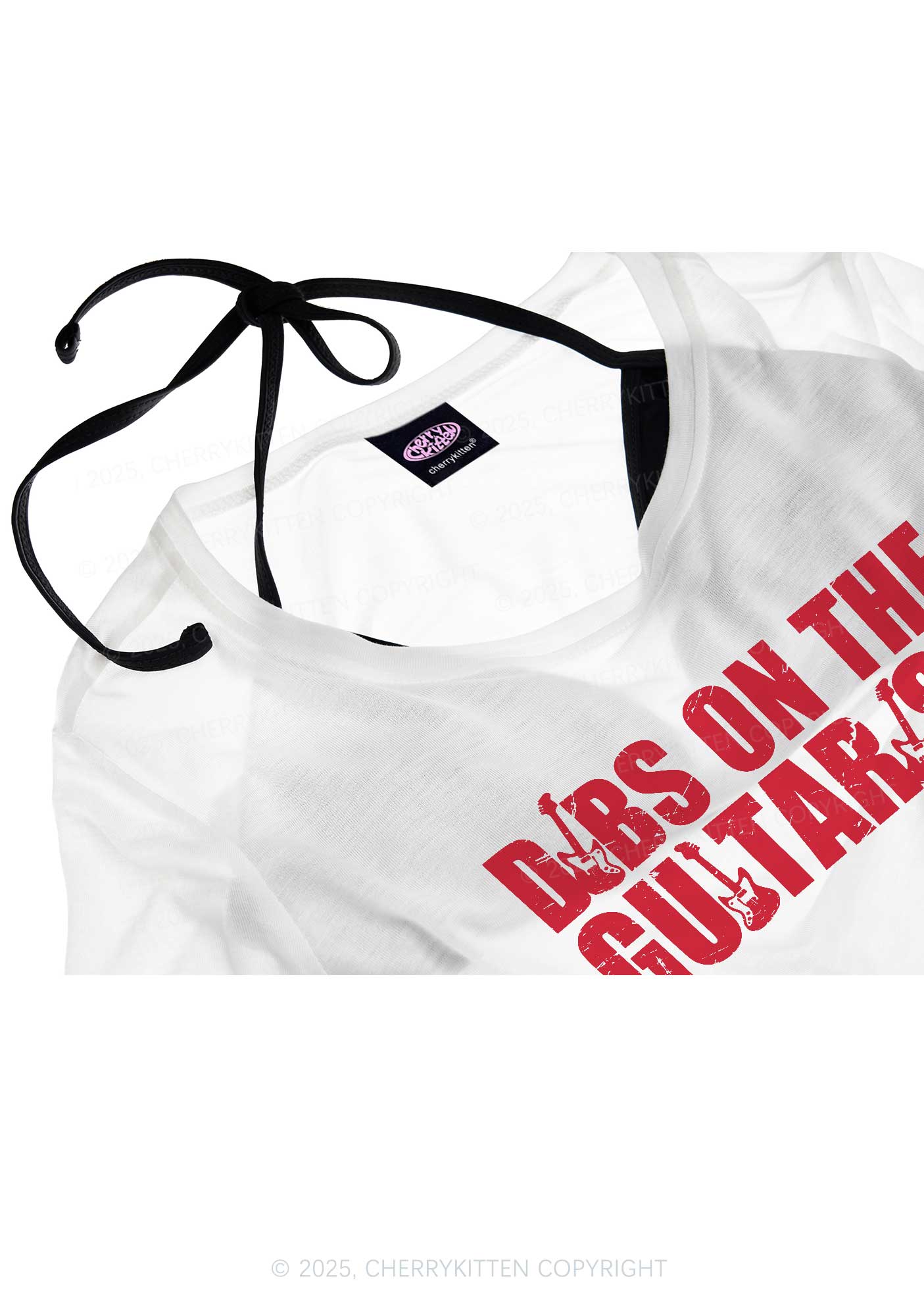 Dibs On The Guitarist Y2K Sheer Crop Tee Cherrykitten