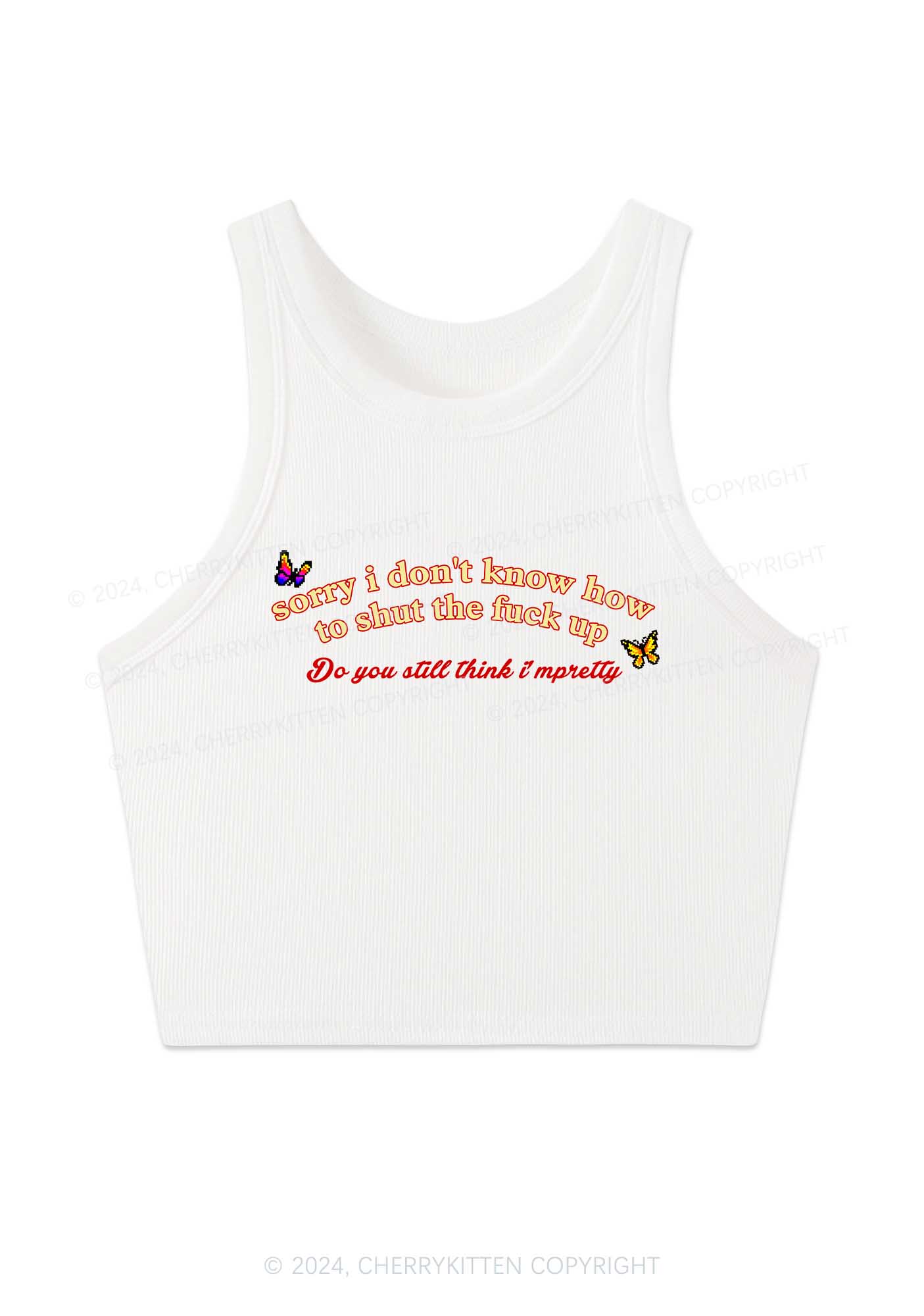 How To Shut Up Y2K Crop Tank Top Cherrykitten