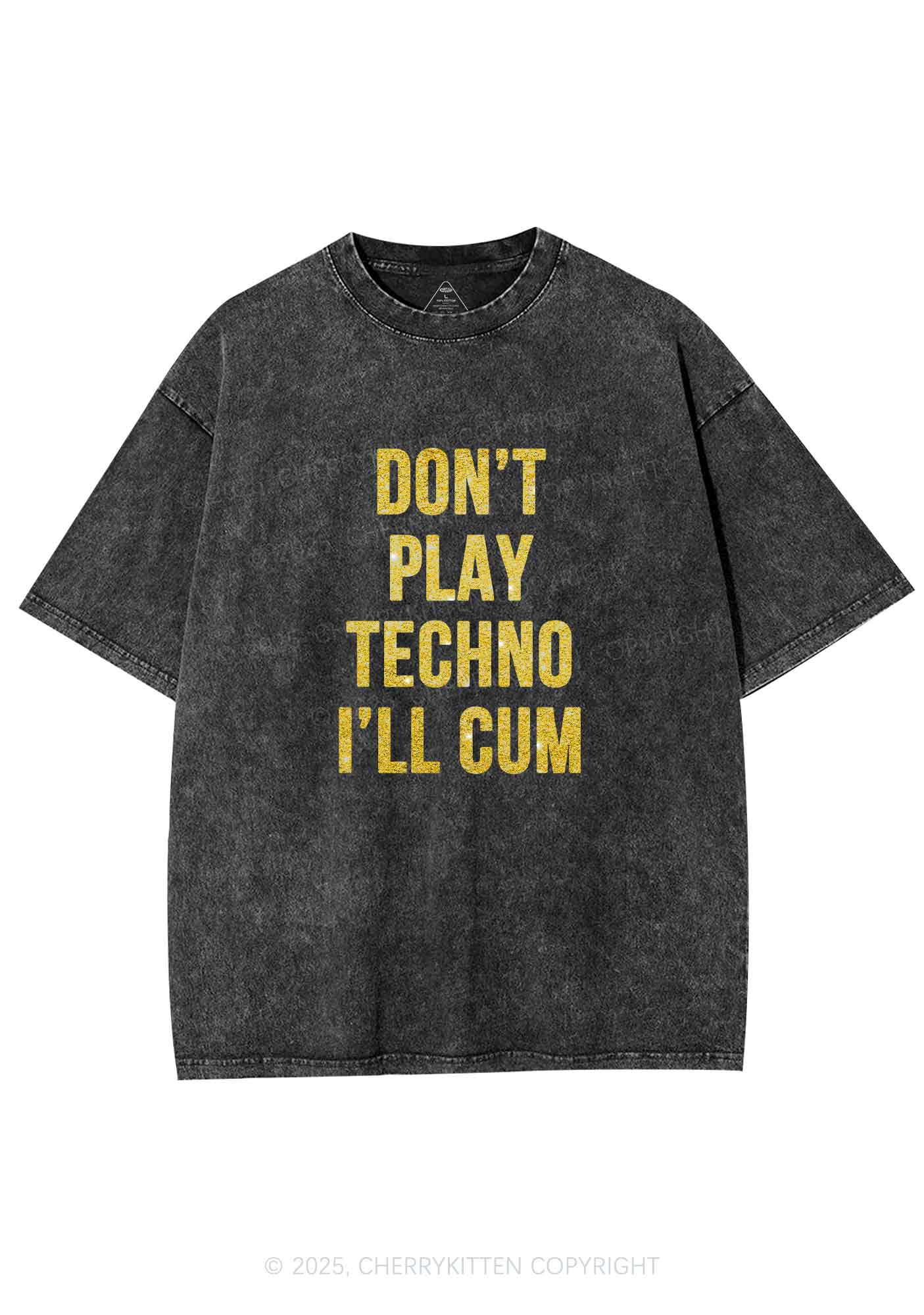 Glitter Dont Play Techno Y2K Shirts Washed Tee Cherrykitten