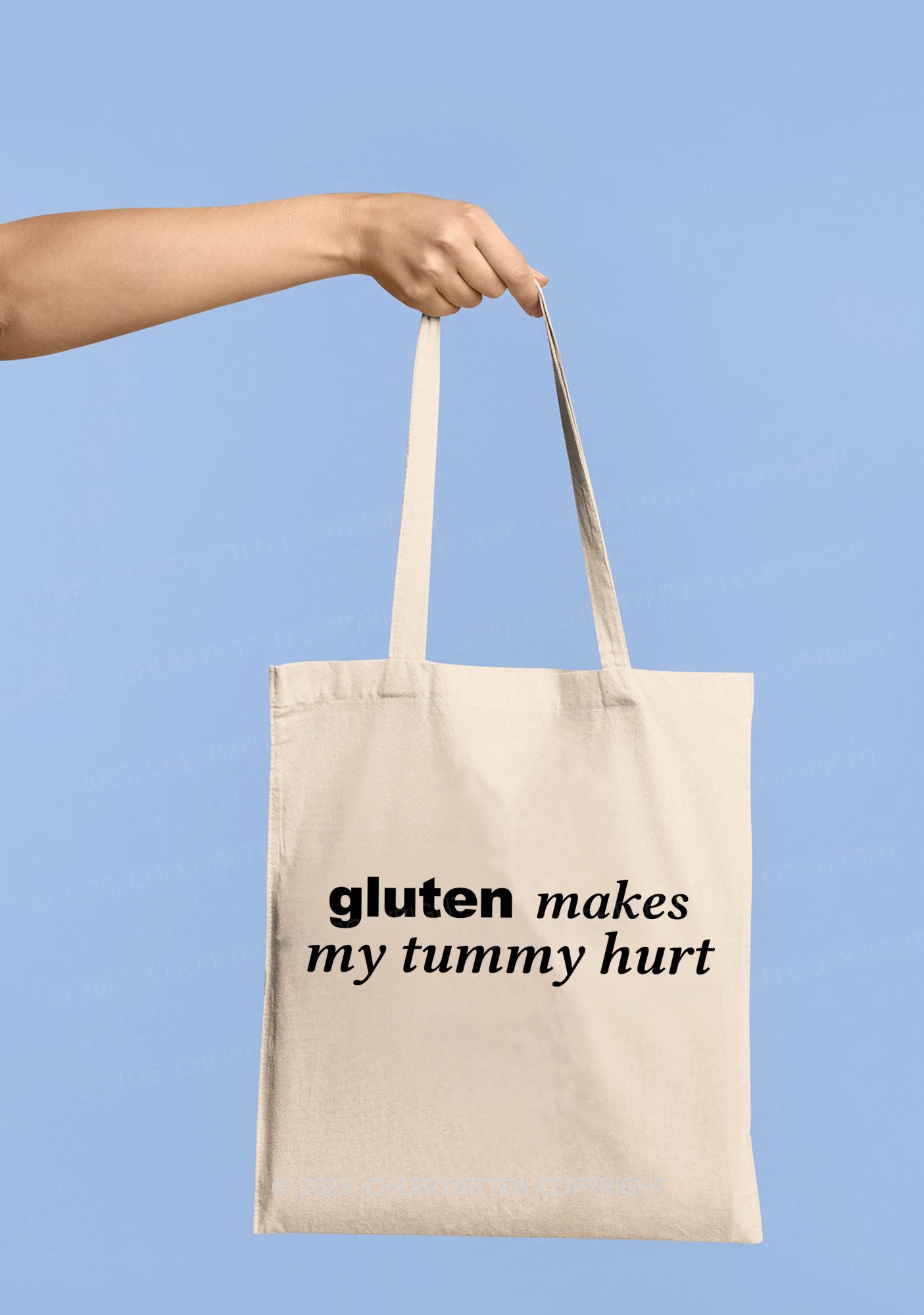 Gluten Makes Tummy Hurt Y2K Canvas Tote Bag Cherrykitten