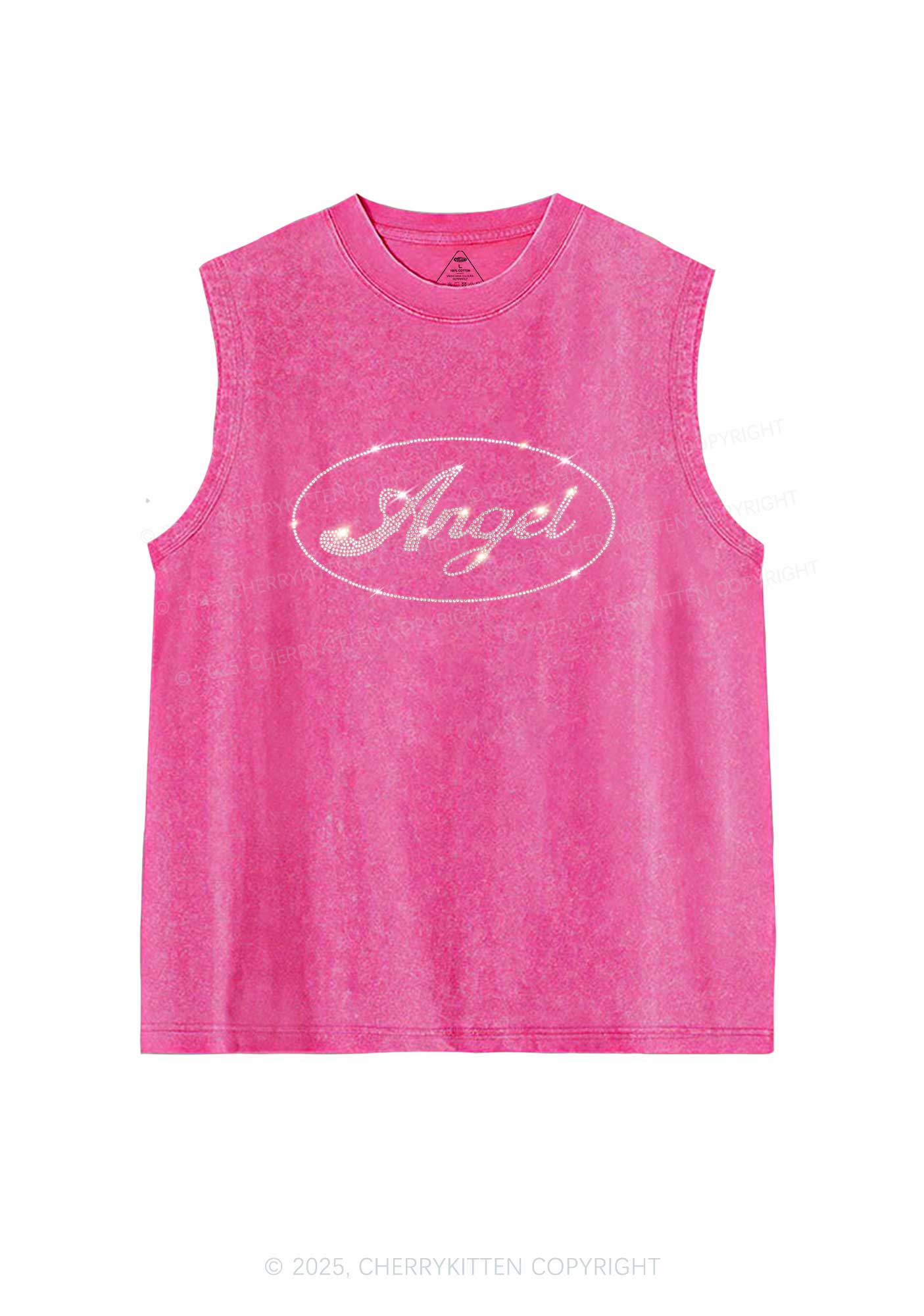 Rhinestone Angel Y2K Washed Muscle Tank Cherrykitten