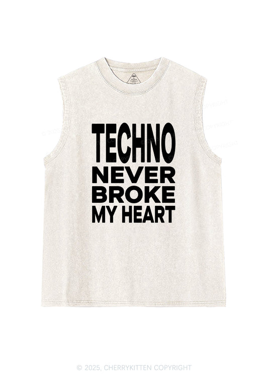 Techno Heart Y2K Washed Muscle Tank Cherrykitten