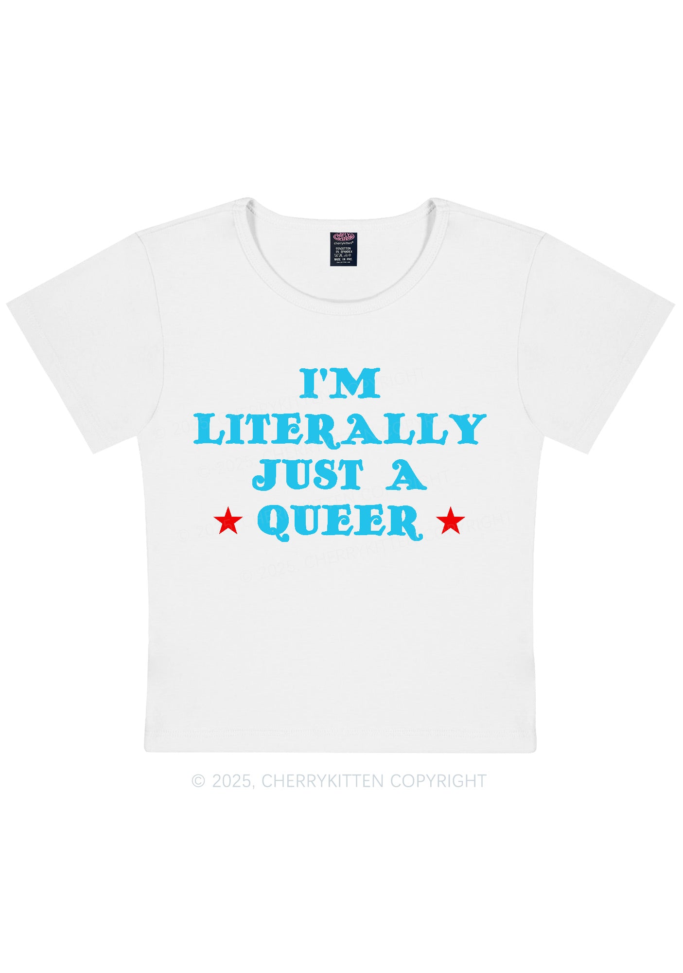 Just A Queer Pride Y2K Baby Tee Cherrykitten
