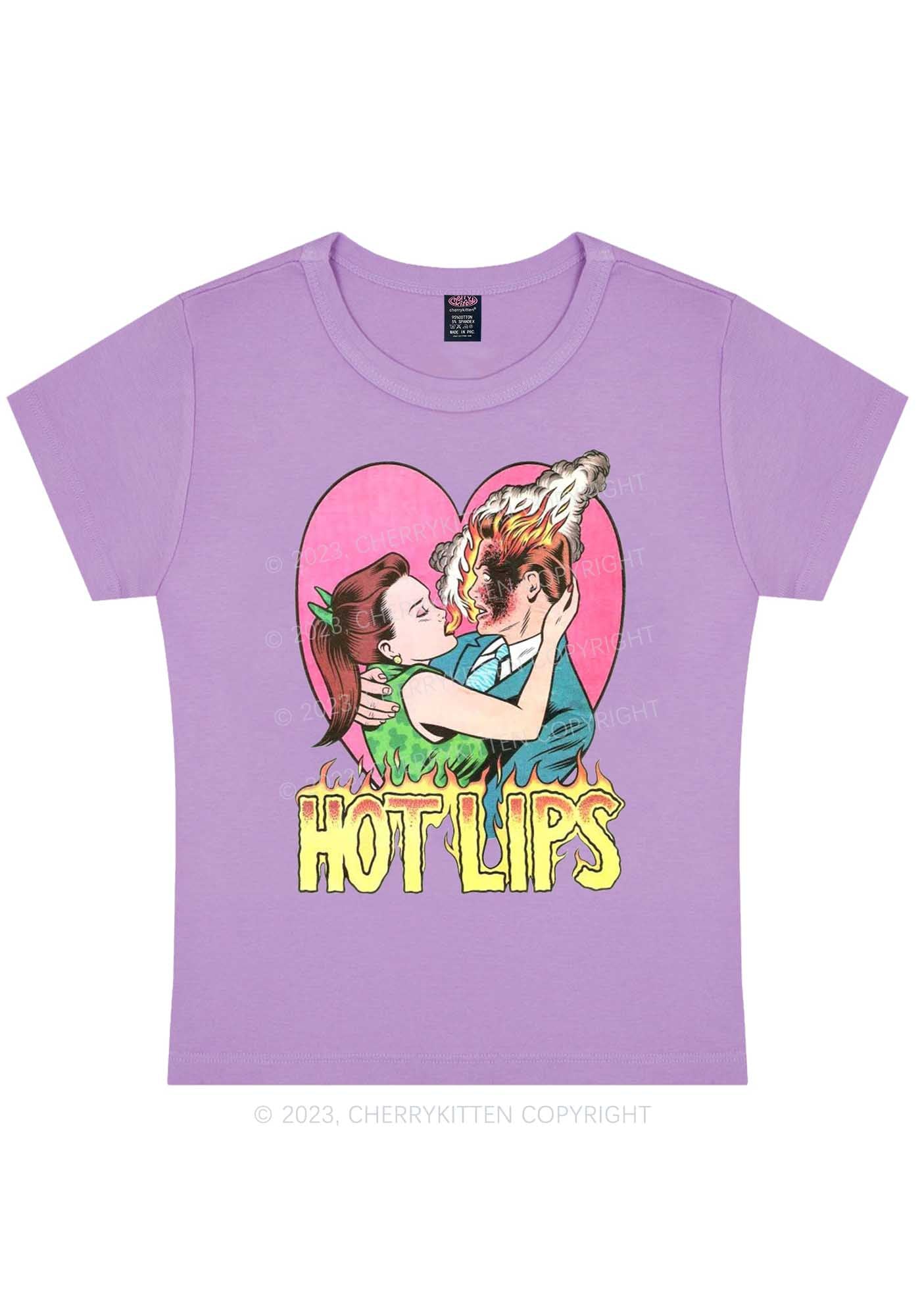 Curvy Hot Lips Y2K Baby Tee Cherrykitten