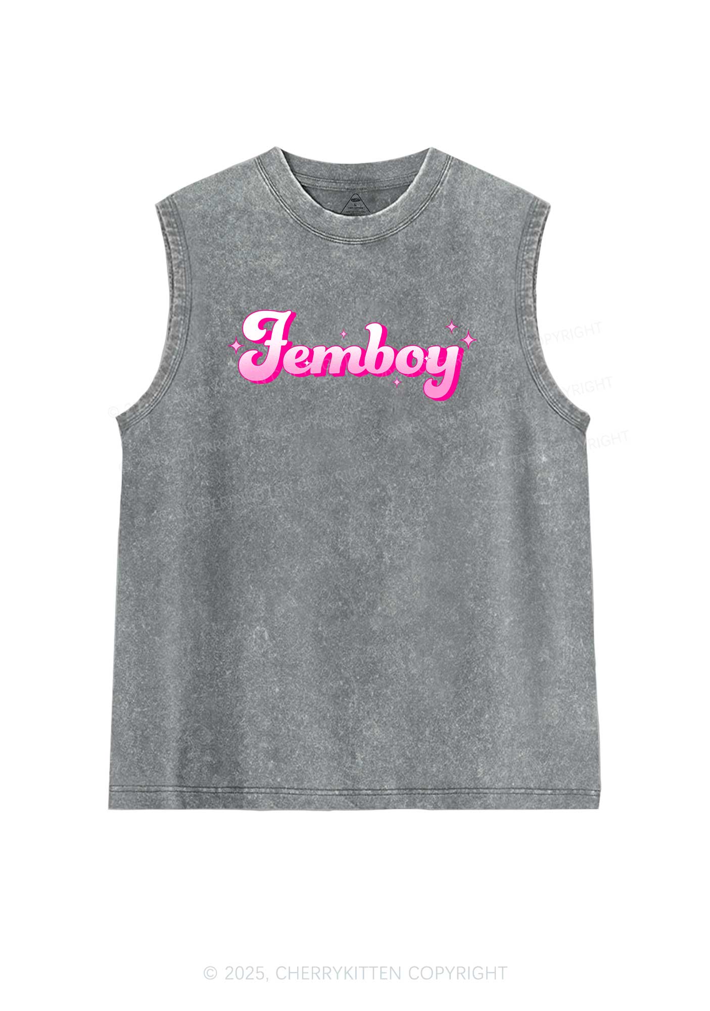 Femboy Pride Y2K Washed Muscle Tank Cherrykitten
