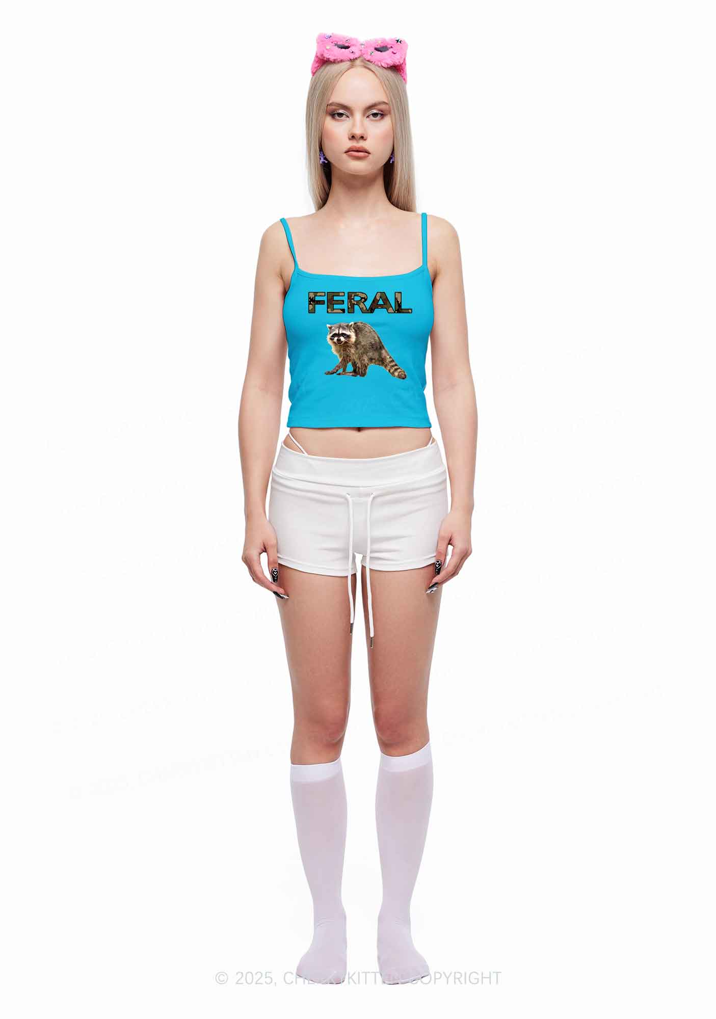 Feral Raccoon Y2K Spaghetti Strap Cami Cherrykitten