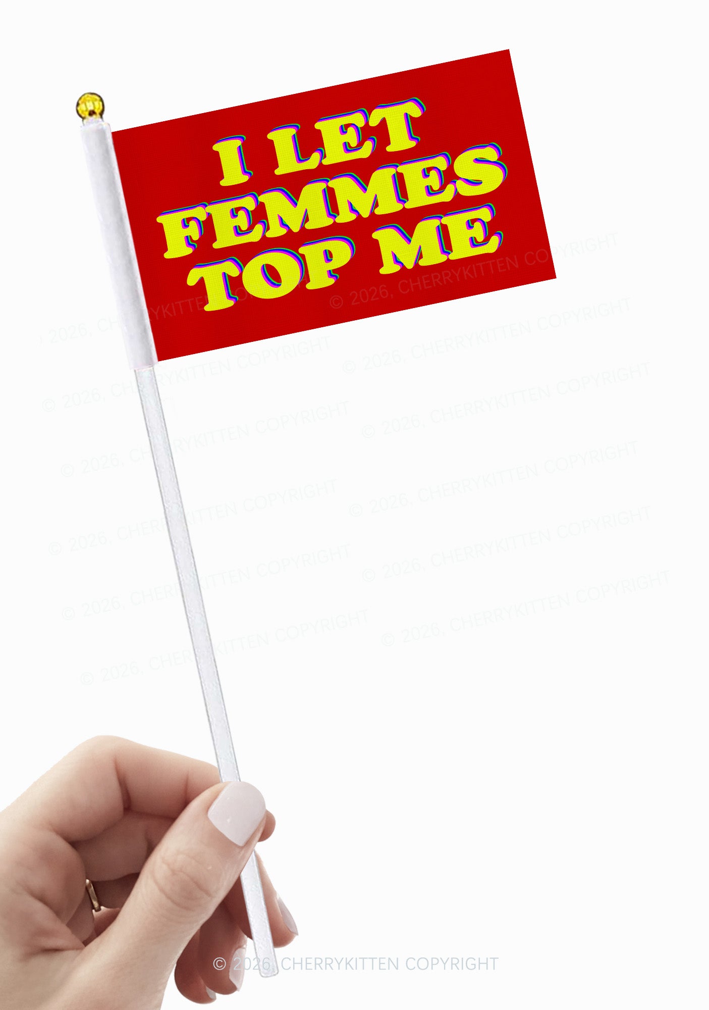 I Let Femmes Top Me Pride Y2K Hand Flags Cherrykitten