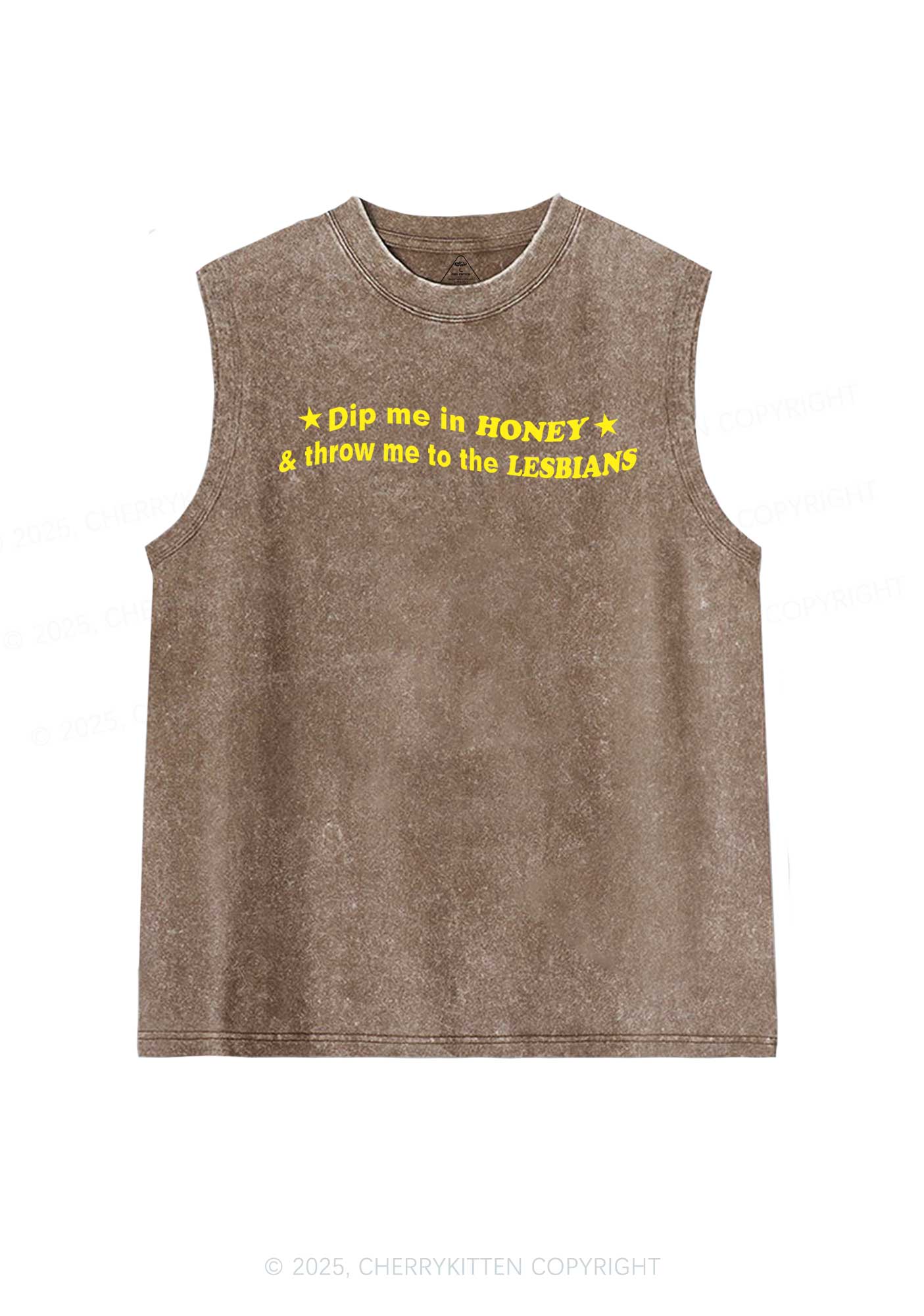 Honey Lesbians Pride Y2K Washed Muscle Tank Cherrykitten