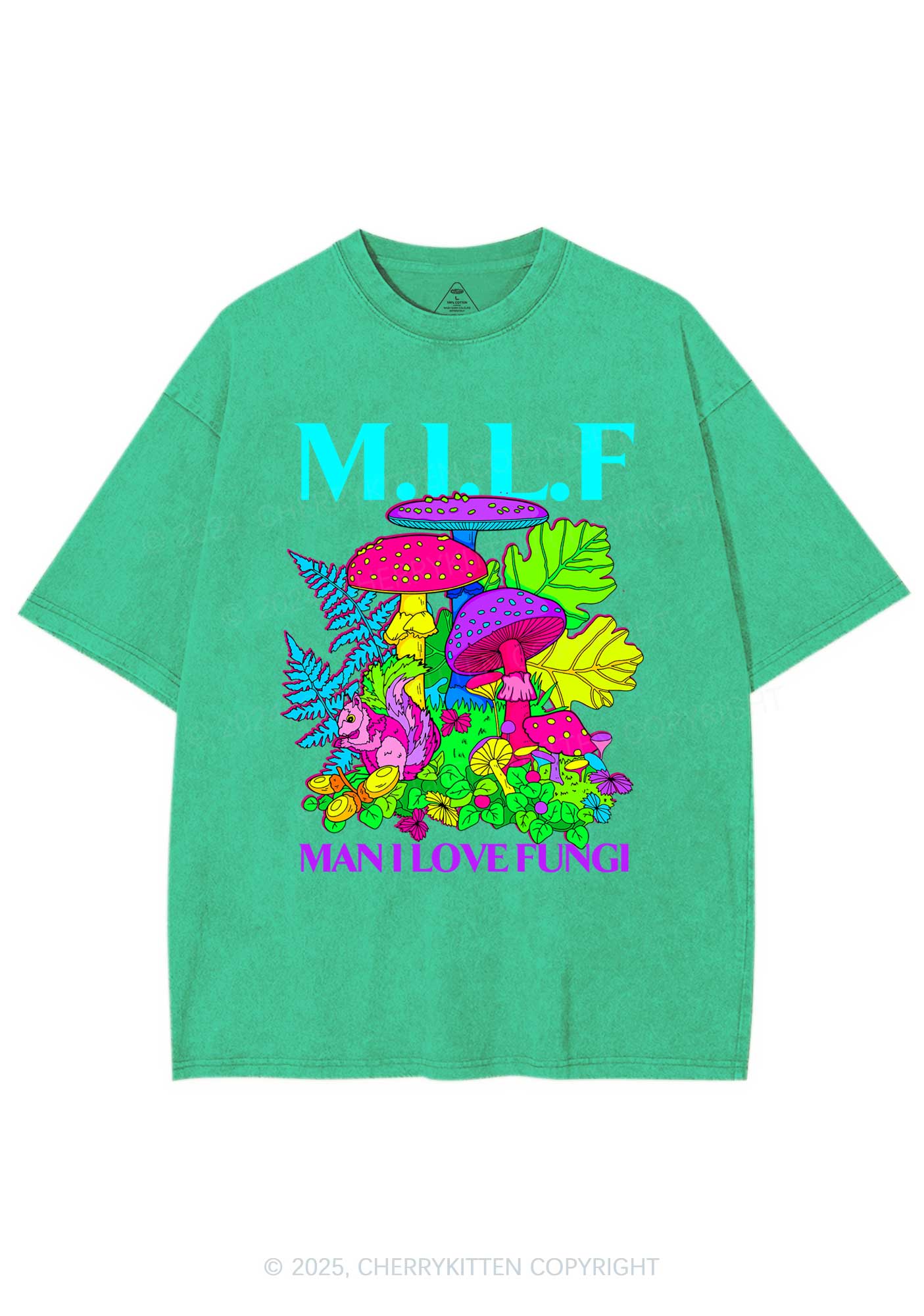 Man I Love Fungi Y2K Shirts Washed Tee Cherrykitten