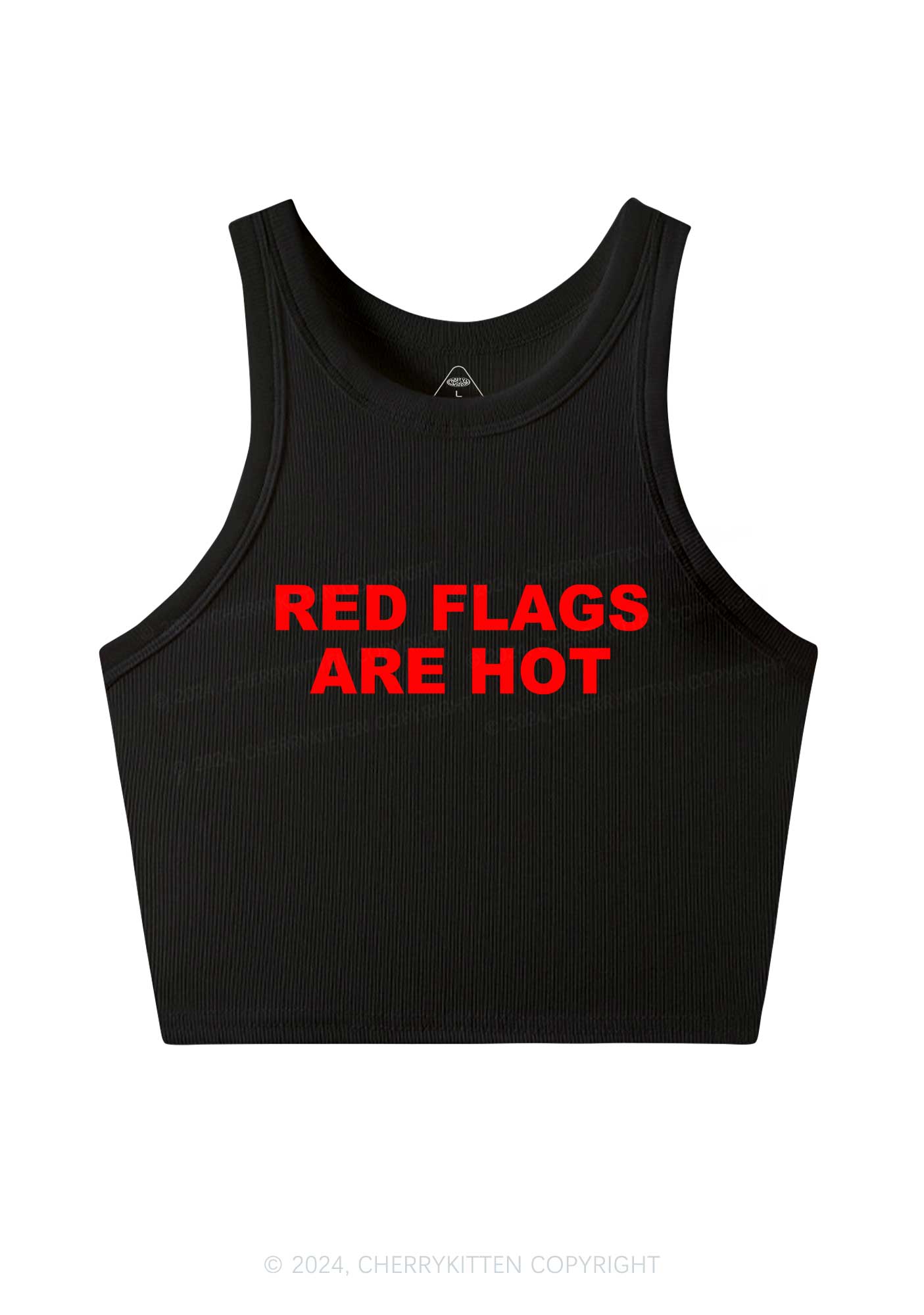 Red Flags Are Hot Y2K Crop Tank Top Cherrykitten
