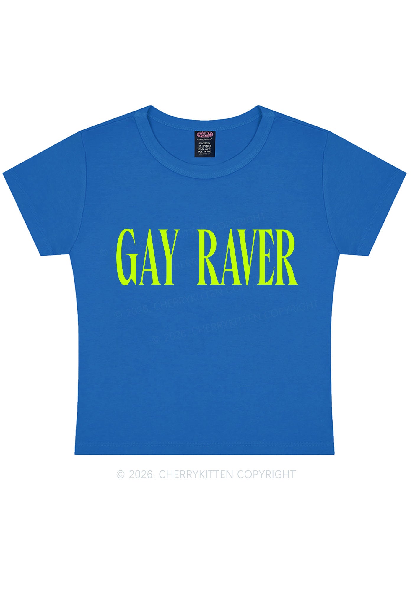 Gay Raver Pride Y2K Baby Tee Cherrykitten